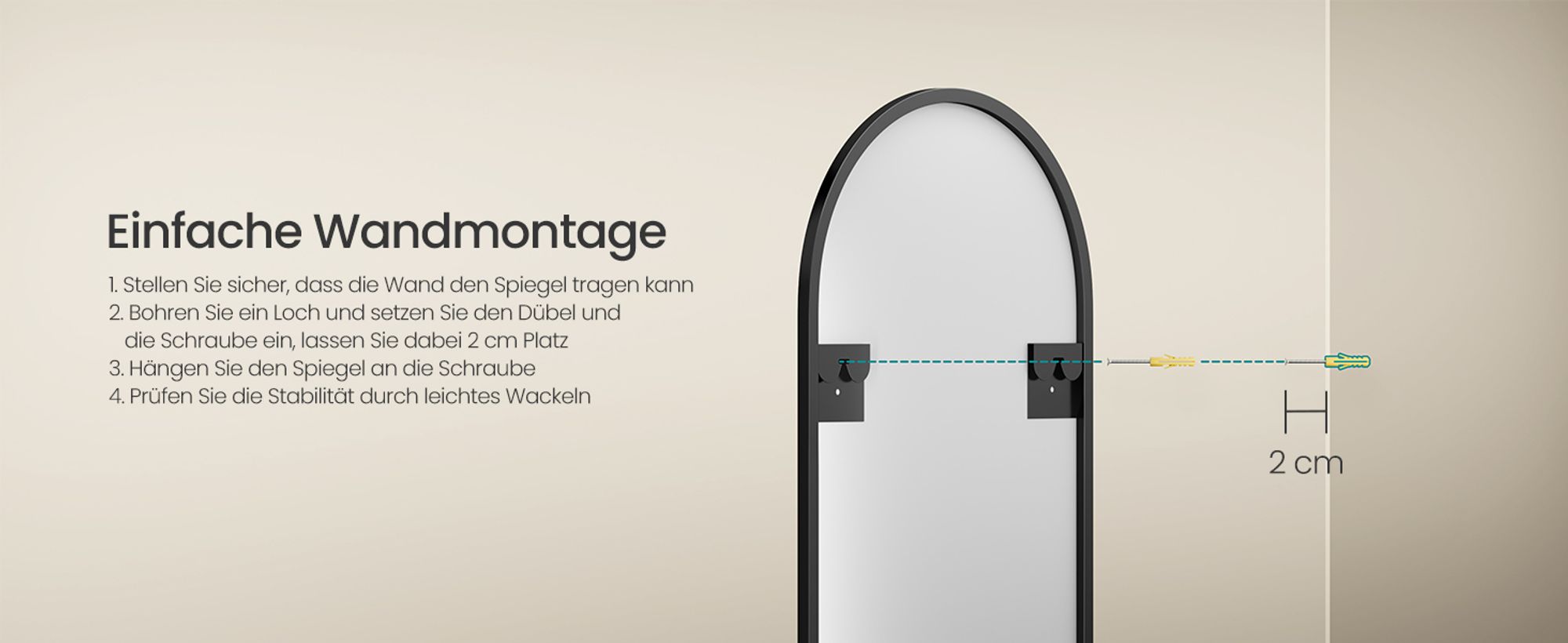SONGMICS Ganzkörperspiegel, 140 x 40 cm, gewölbter Standspiegel