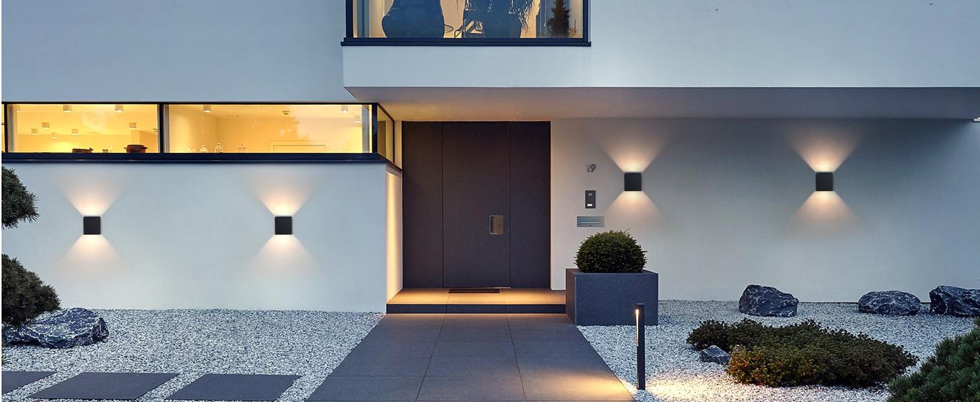 ZMH Led Wandleuchte 2ER Aussen Schwarz Wandlampe G9 Warmweiß Modern Up Down IP65 Wasserdicht Außenwandleuchte Einstellbarer Strahl Flurlampe