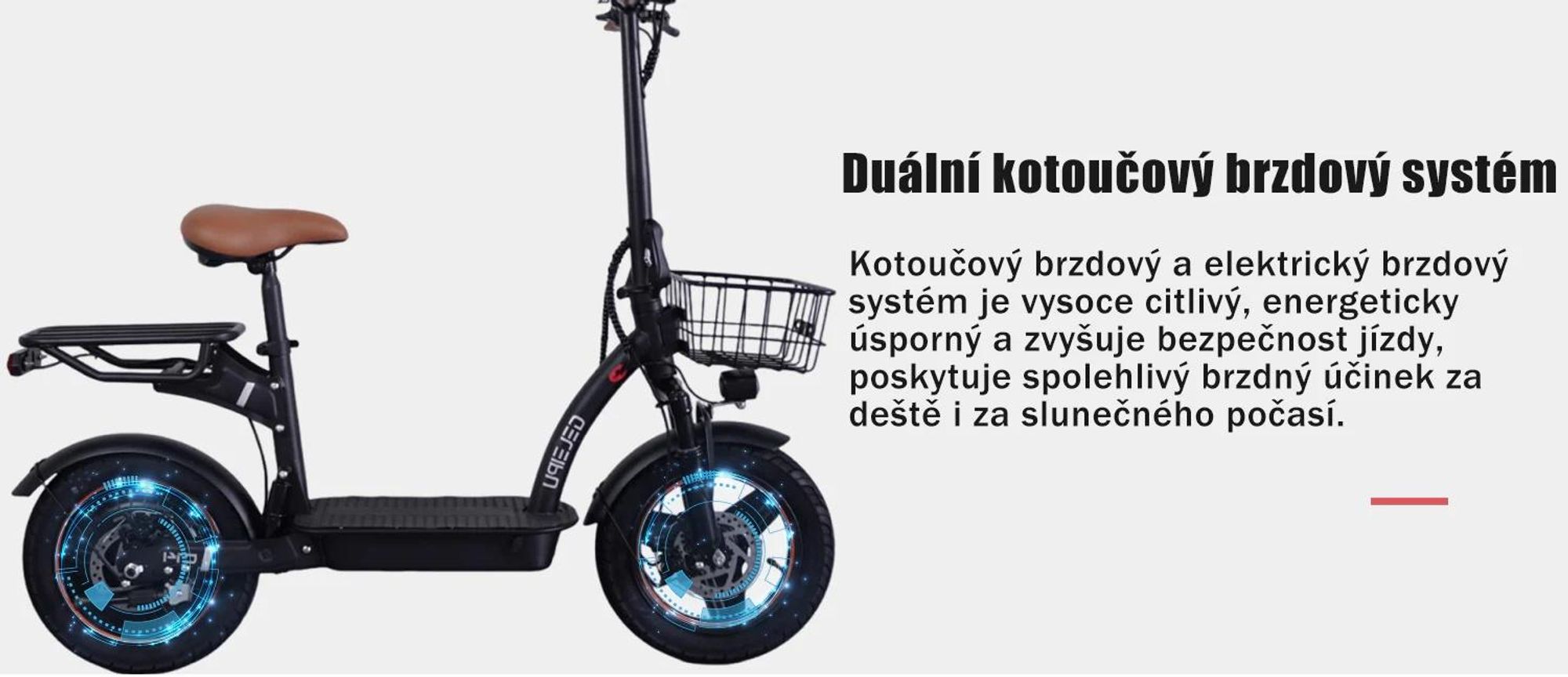 Elektrická Koloběžka GELEIPU C14 - 48V17.5Ah 14'' S Mechanickým Kotoučovým Brzdou A Železným Rámem - Černá