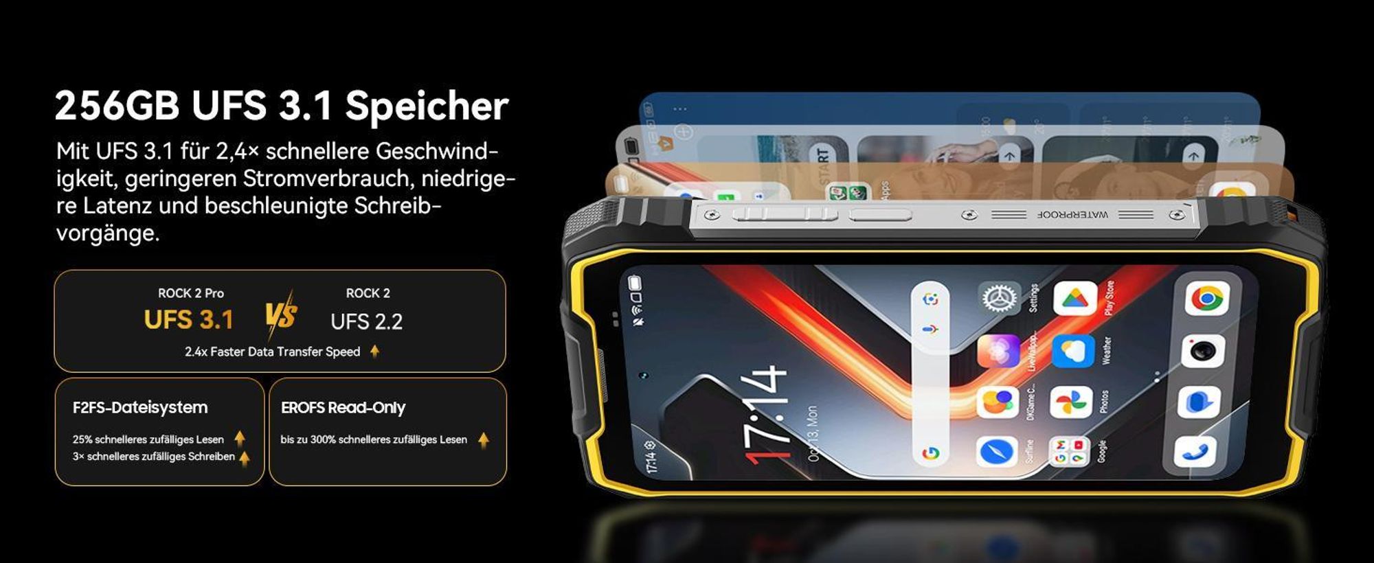 Blackview ROCK 2 Pro incl W60 smartwatch,6,67" 5G Outdoor-Smartphone mit 15000 mAh Akku, IP69K/IP68 und 400 lm Campinglampe, Robust