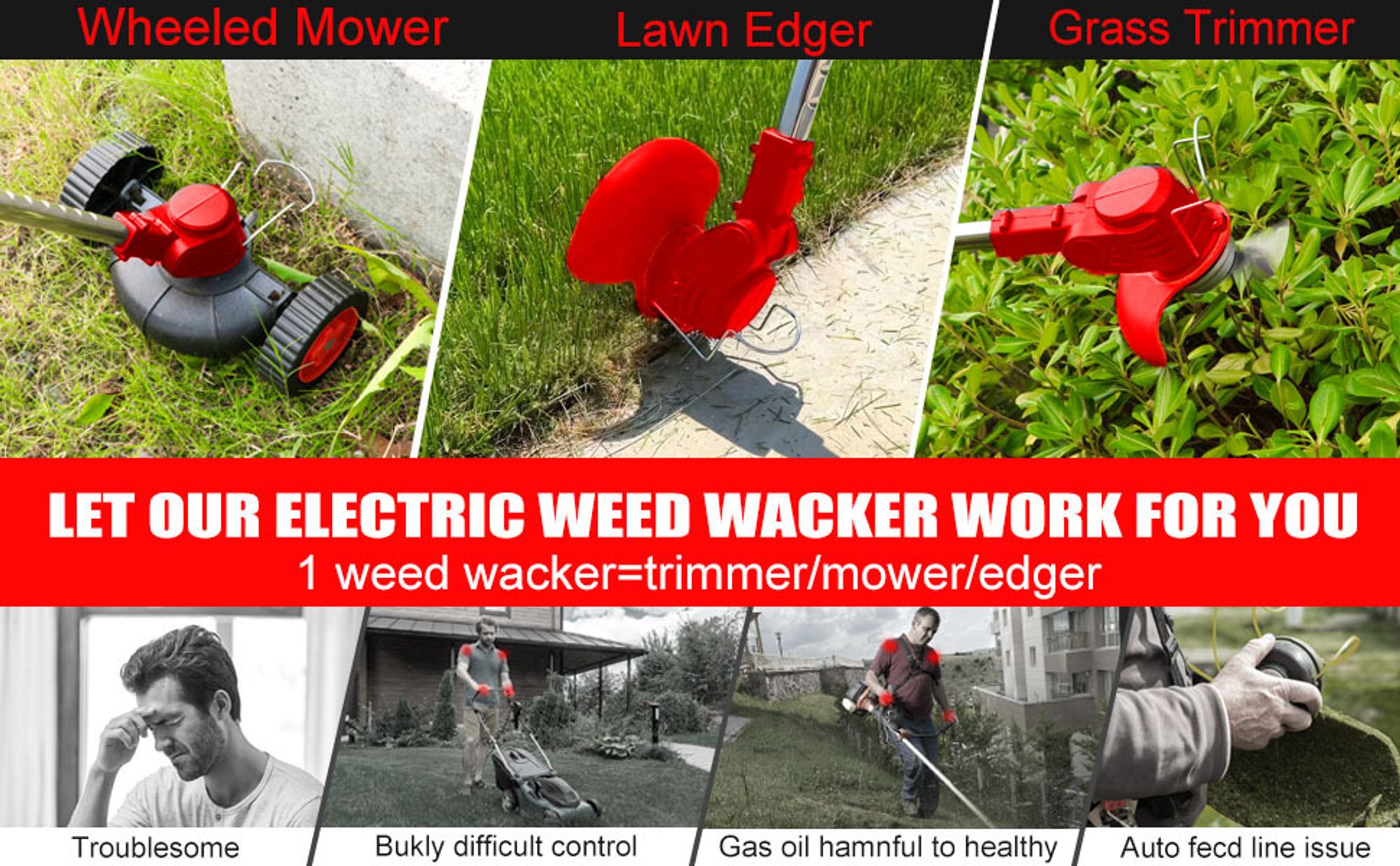 Akku Rasentrimmer 21V mit 2 Akkus, Freischneider Motorsense, Ladegerät, Teleskopstiel für Garten