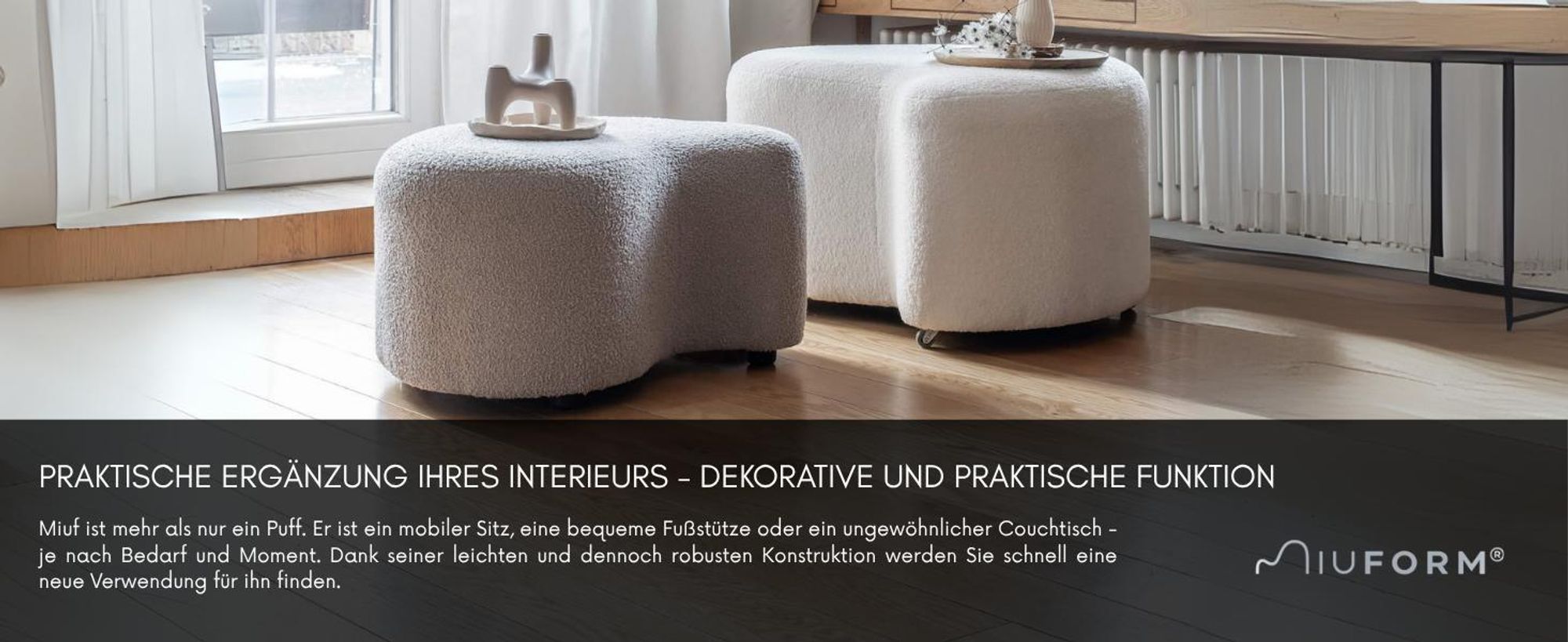 MIUFORM Miuf Pouf - Sitzpouf - 68x64cm - Salbei - Fußablage Hocker Sitzhocker