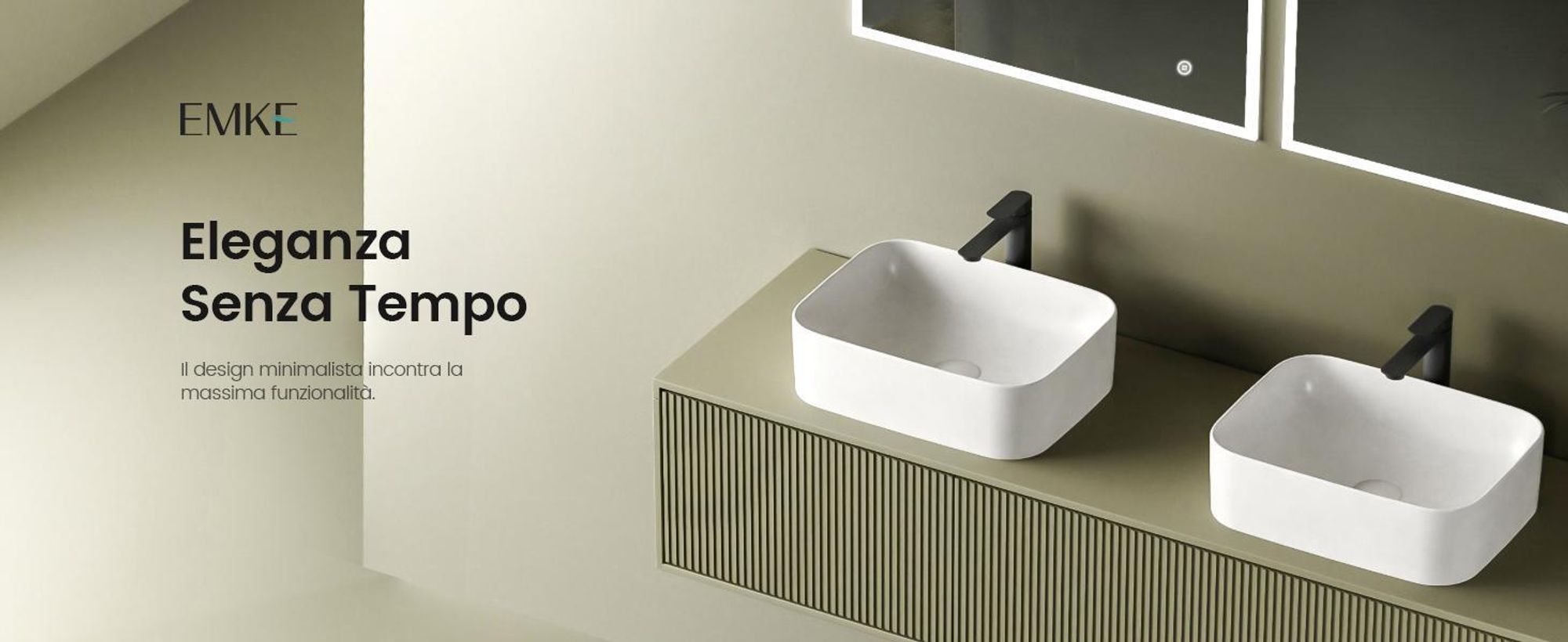 Lavabo da appoggio EMKE rettangolare 610 x 380 x 150 mm Bianco lucido Lavabo in ceramica Senza foro per rubinetteria – Ideale per rubinetteria a parete e rubinetteria ad arco alto