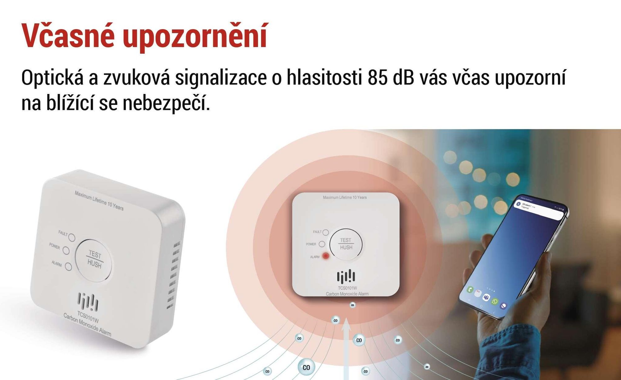 EMOS GoSmart Detektor oxidu uhelnatého TCS0101W s WiFi, P56400S