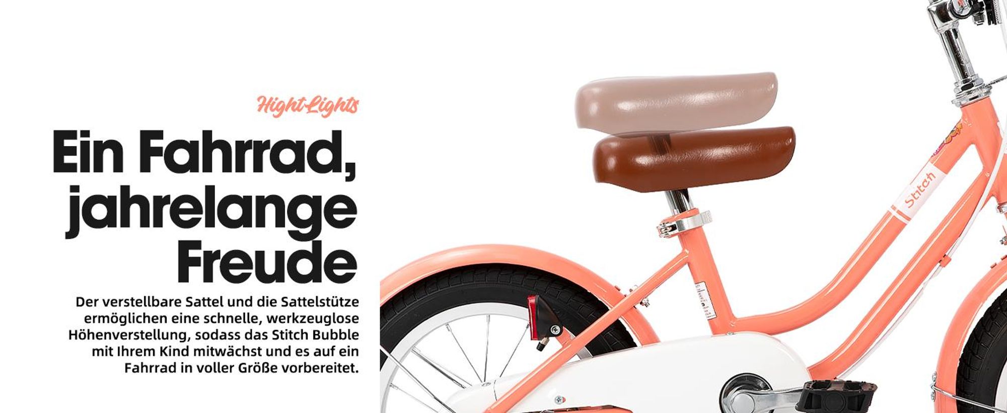 STITCH 14 Zoll Kinderfahrrad mit Korb, Schutzblechen, vollständigem Kettenkasten & Stützrädern,Geeignet für Anfänger, Kindergeschenk, Rosa