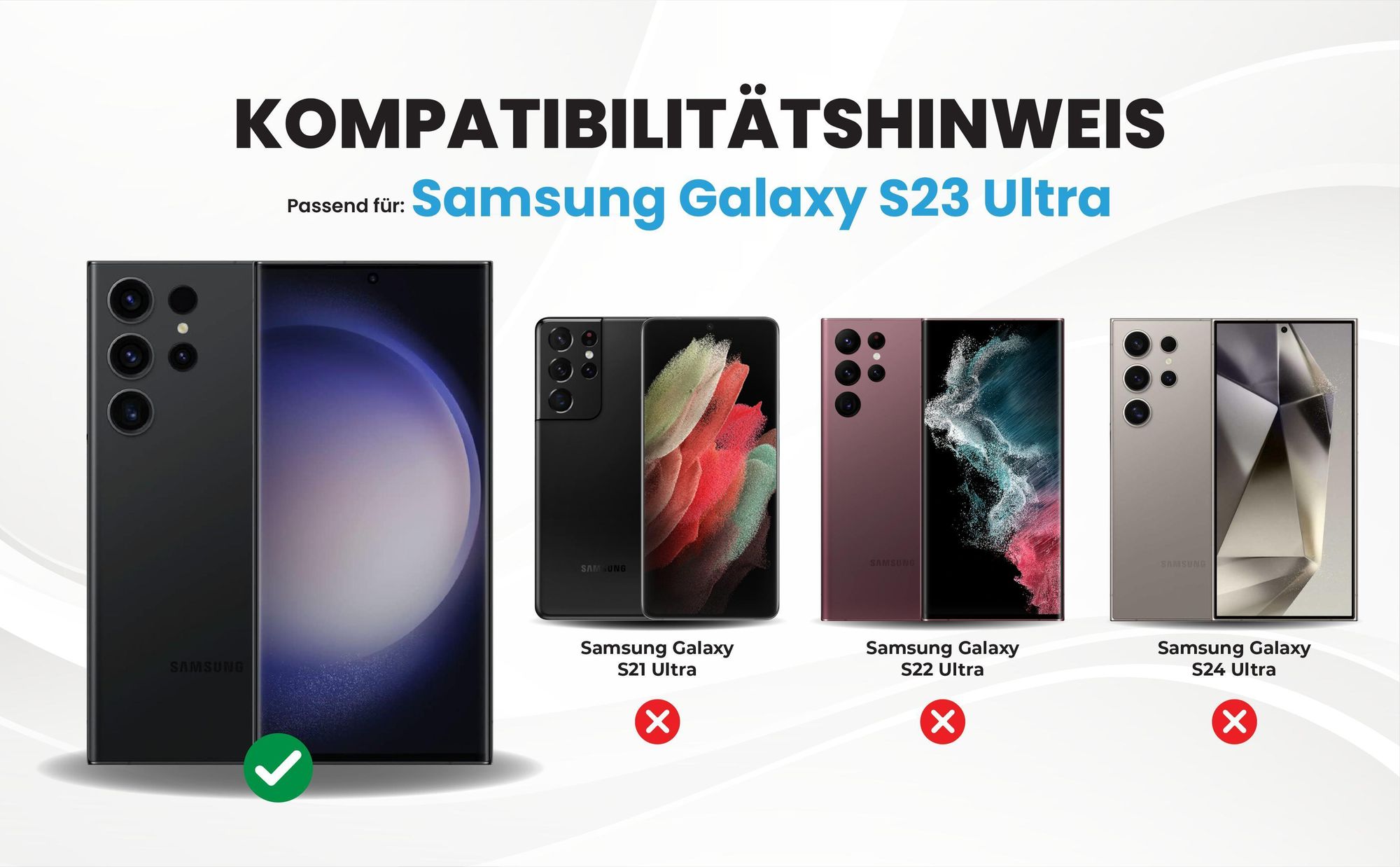 Kompatibilitätshinweise Hülle für Samsung Galaxy S23 Ultra