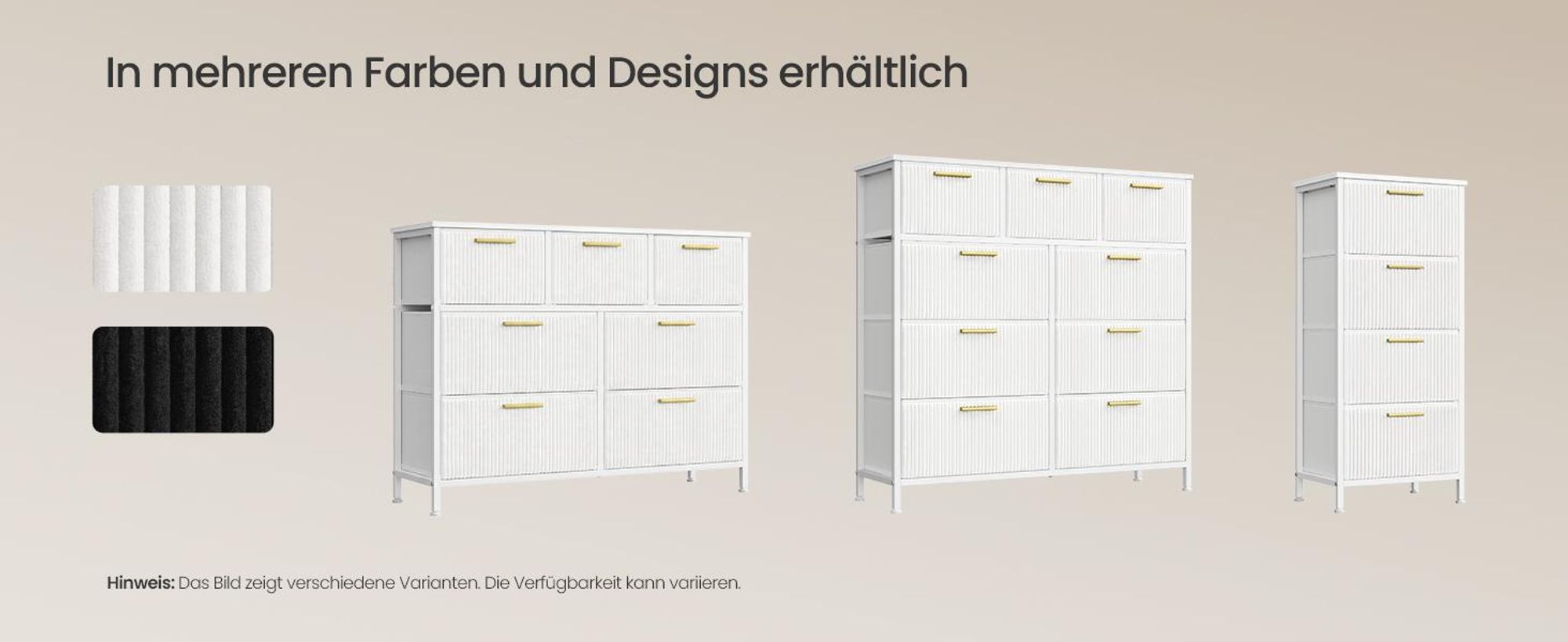 SONGMICS Kommode mit 7 Schubladen, Wohnzimmerschrank im Cord-Design, 98,7 x 30 x 74,7 cm, Weiß