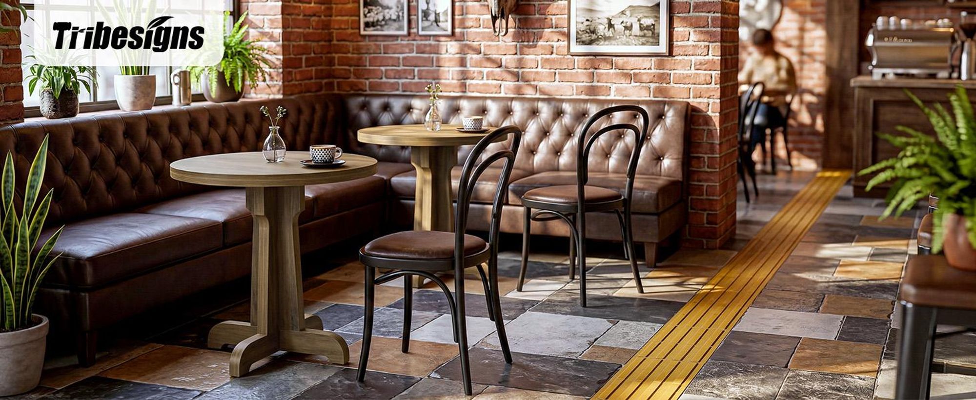 Tribesigns Runder Esstisch 60 cm, Bistro Tisch mit Kreuzfuß und Dicker Tischplatte, Vintage Gastronomie Tisch für Café, Restaurant, Bäckerei