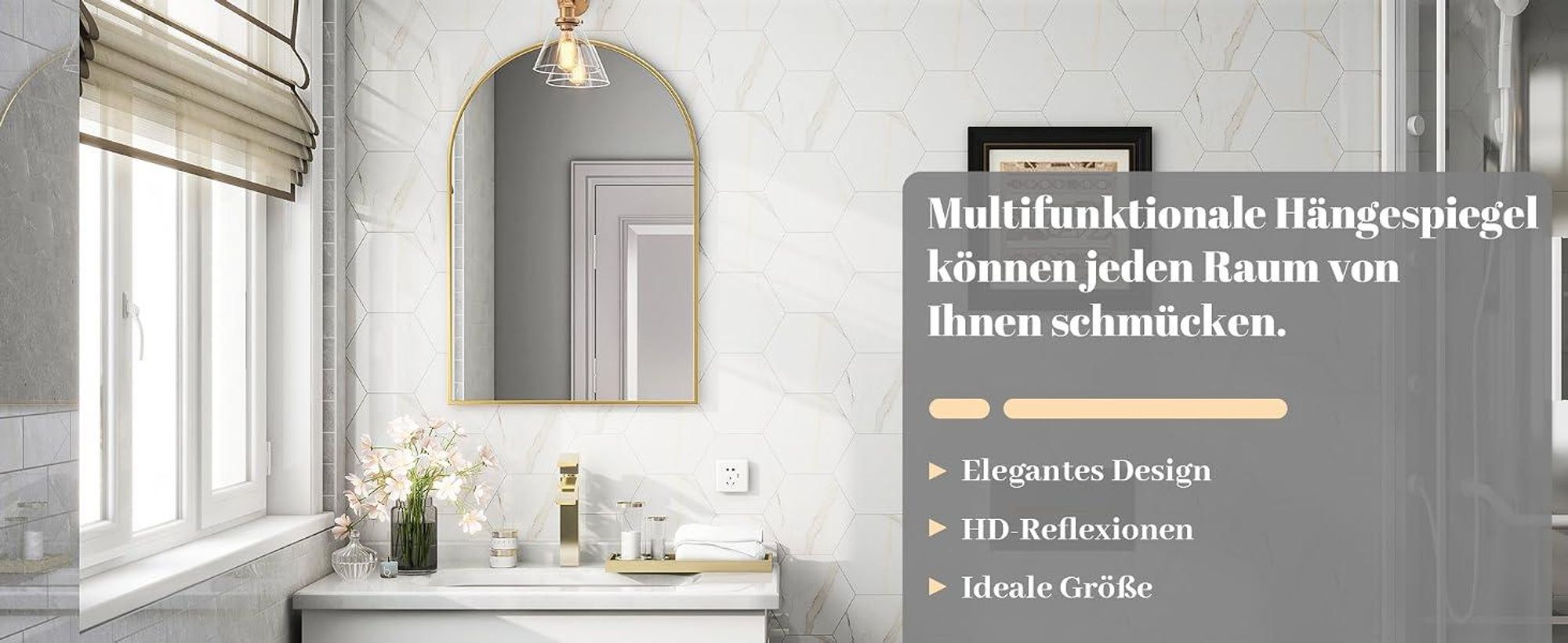 Koonmi Wandspiegel 51×76cm mit Aluminiumrahmen,dekorativer HD Wandspiegel Schminkspiegel für Badzimmer, unbrechbarer Spiegel Schwarz