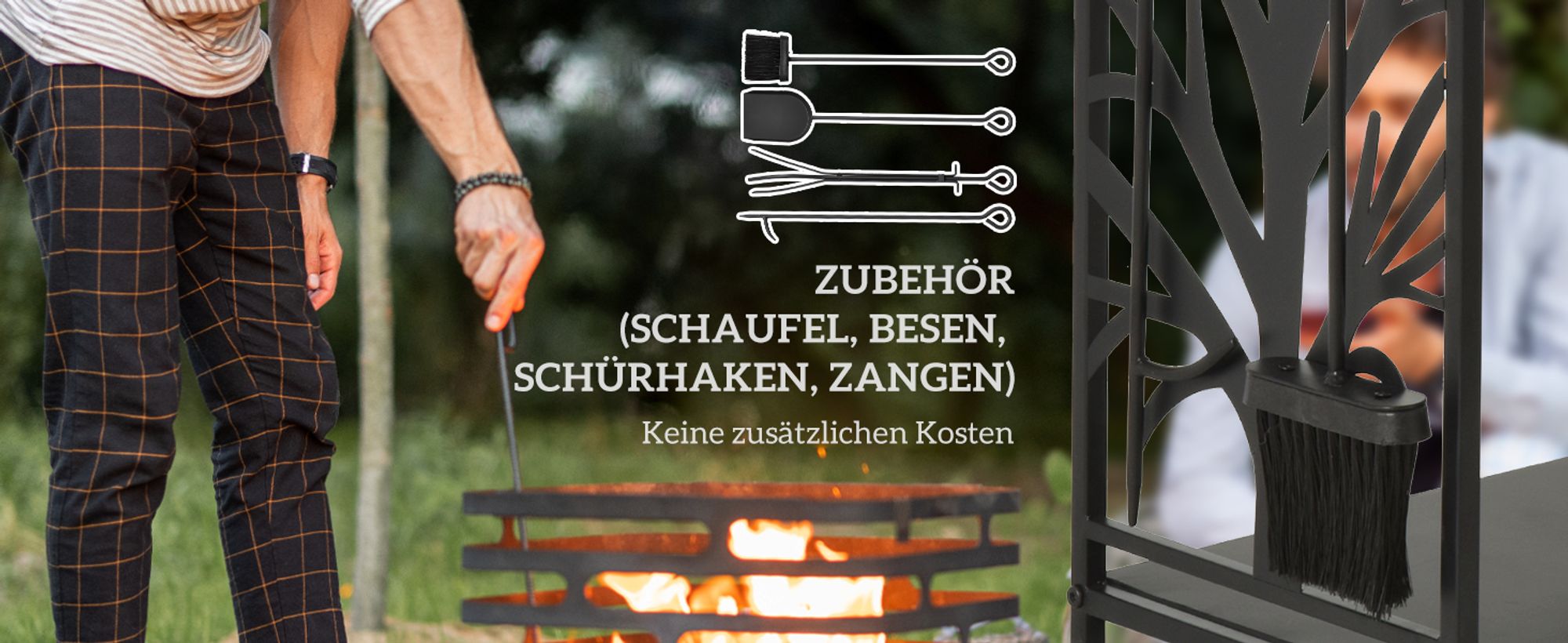 HOMCOM Kaminholzregal mit Kaminbesteck Brennholzregal Feuerholzablage Stahl