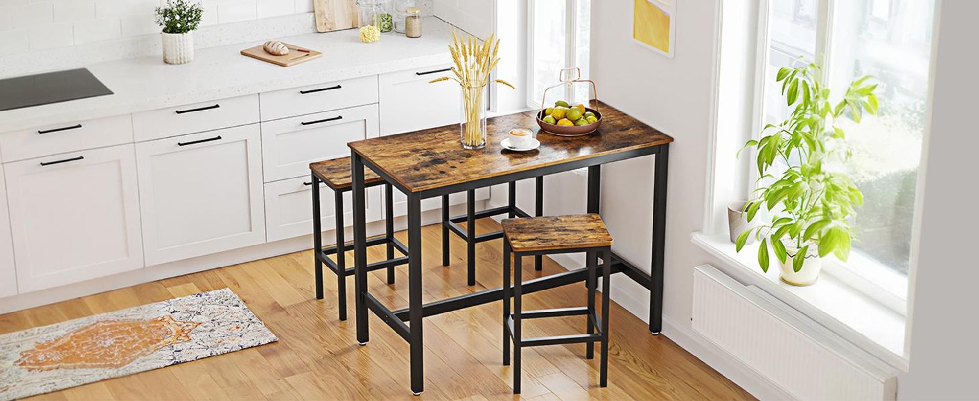 VASAGLE Barhocker Barstühle (Set, 2 St., 2er), bis 120kg belastbar