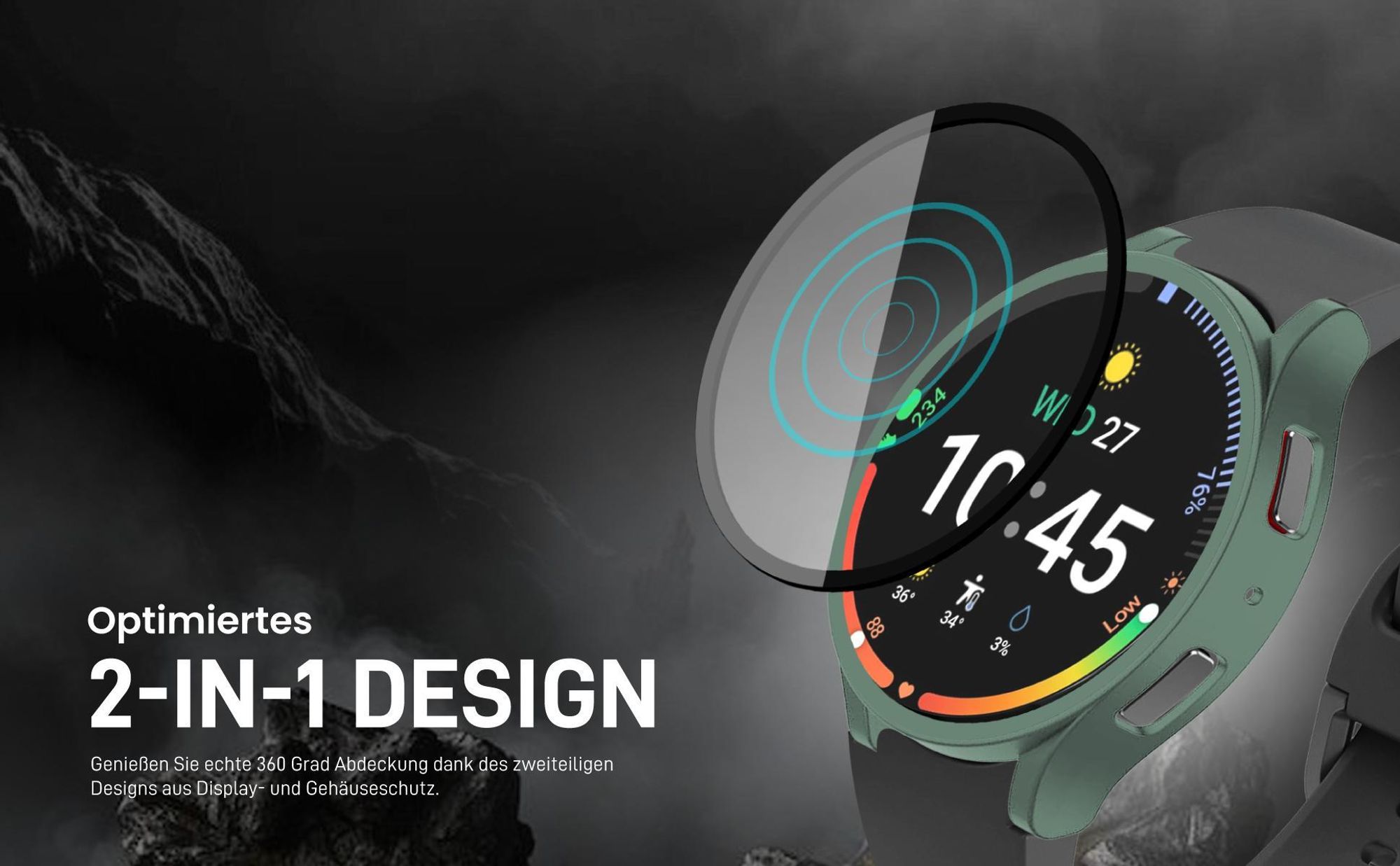 Vollschutz in Rosegold für Samsung Galaxy Watch7 44 mm mit Touchsensibilität
