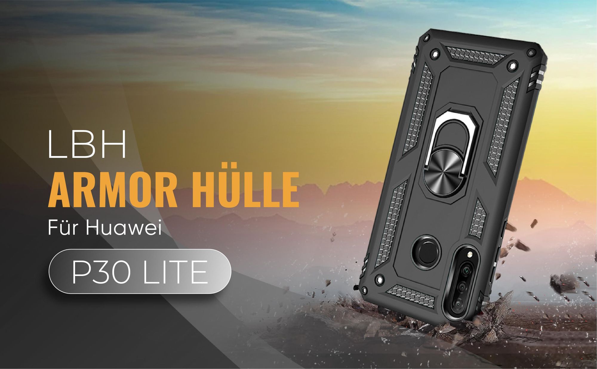 Schwarze Outdoorhülle für Huawei P30 Lite