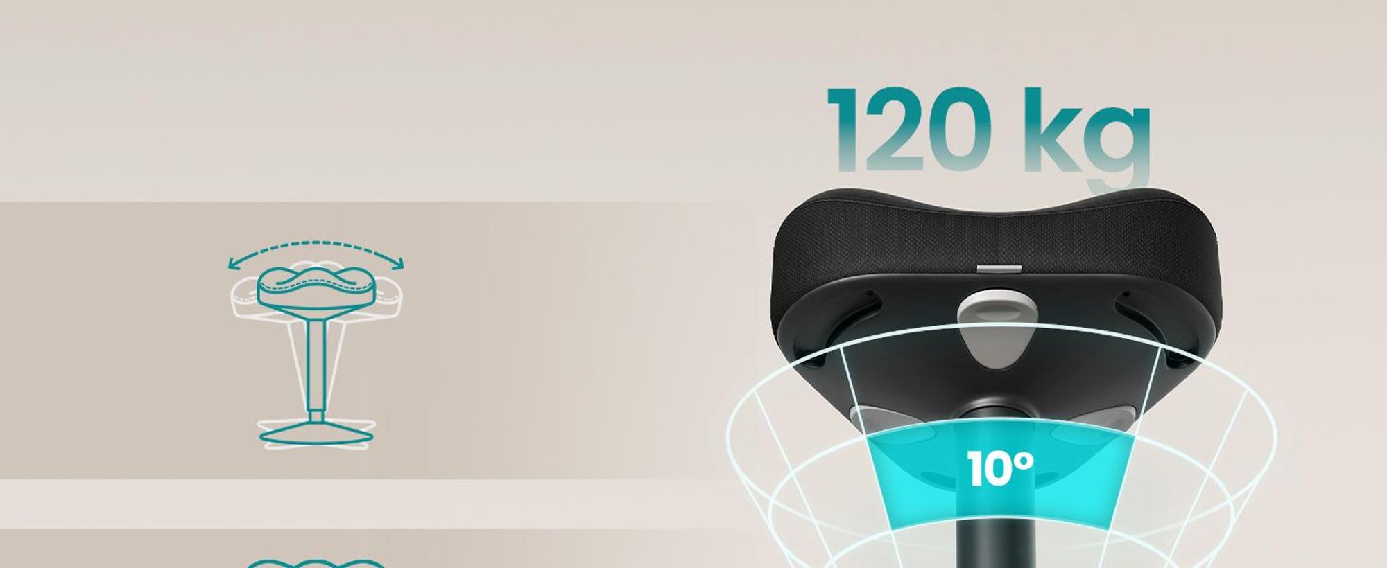 SONGMICS Stehhocker um 360° neigbar, großer Sockel, Anti-Rutsch, schwarz