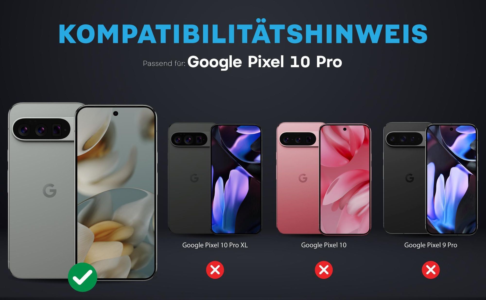 Kompatibilitätshinweise Kameraglas für Google Pixel 10 Pro