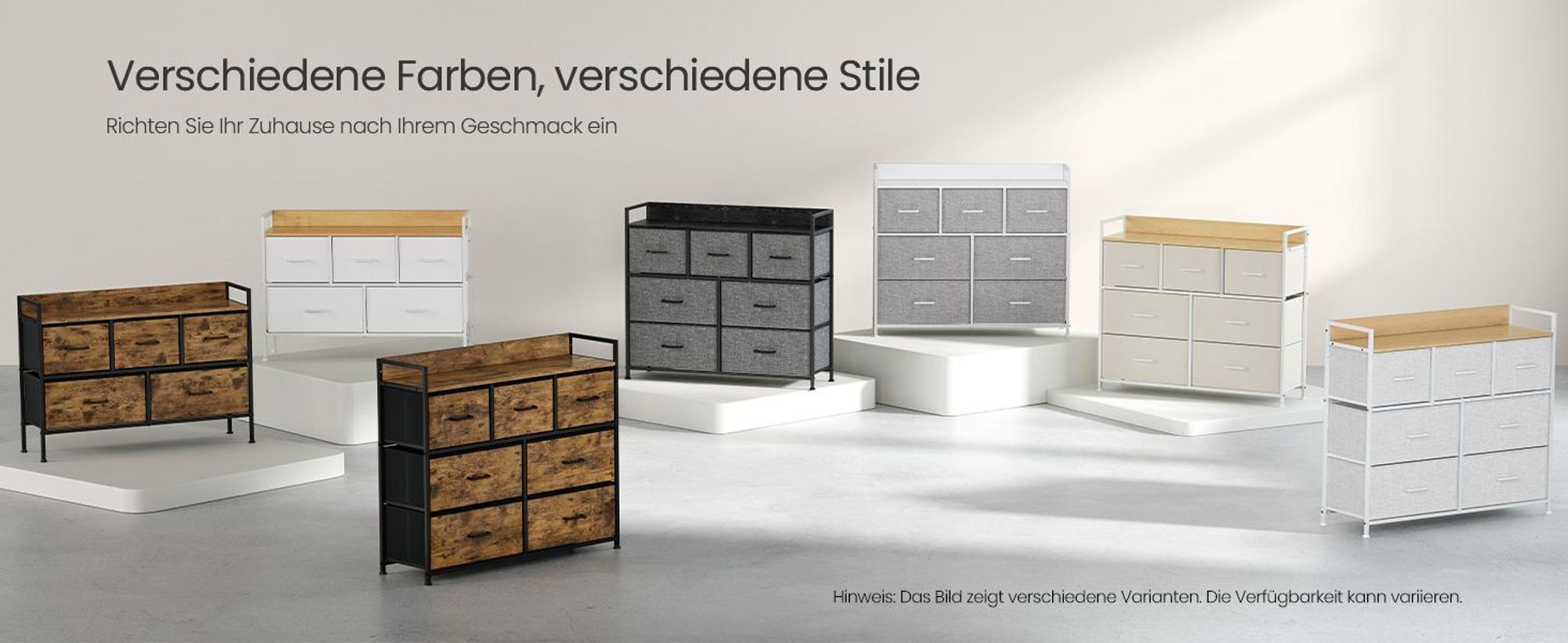 SONGMICS Kommode, Schrank Schlafzimmer, 5 Schubladen mit Griffen, Sideboard