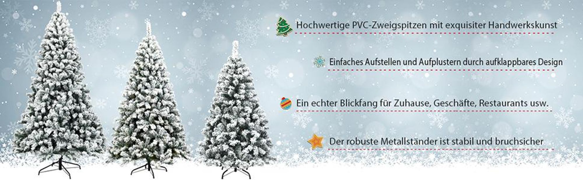 COSTWAY Künstlicher Weihnachtsbaum 230cm, Tannenbaum 1346 PVC-Nadeln mit Schnee, 550 warmweißen LEDs & Metallständer, Christbaum Kunstbaum Weihnachten