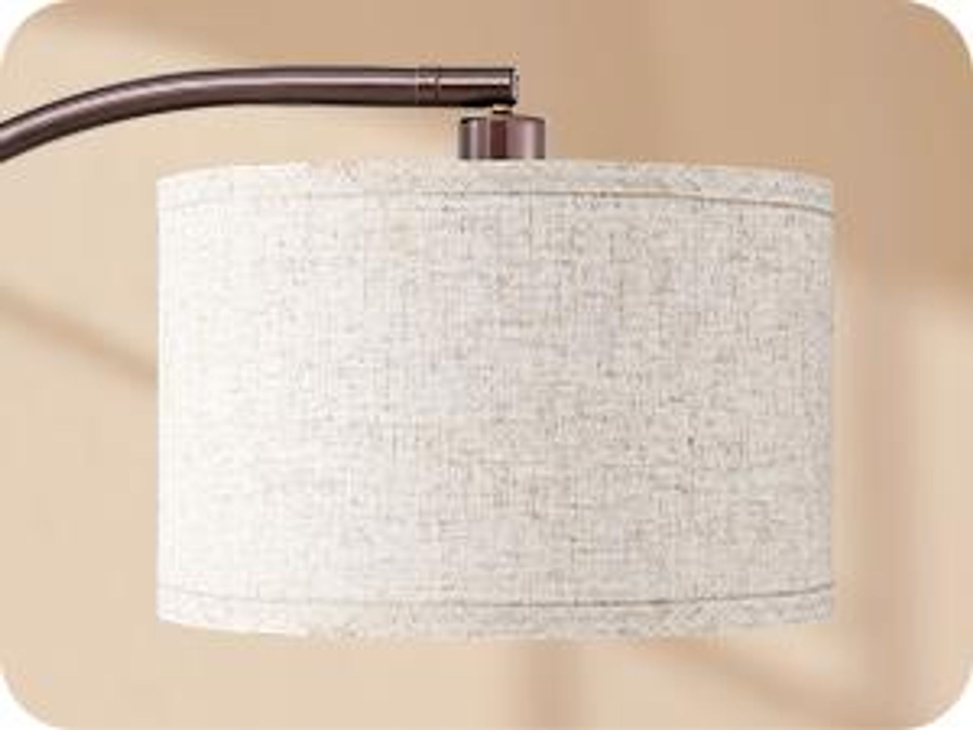 EDISHINE Braun Stehlampe Wohnzimmer mit Verstellem Beigen Leinen-Lampenschirm & Fußschalter, 161cm Bogenlampe, Leselampe mit E27 LED-Glühbirne