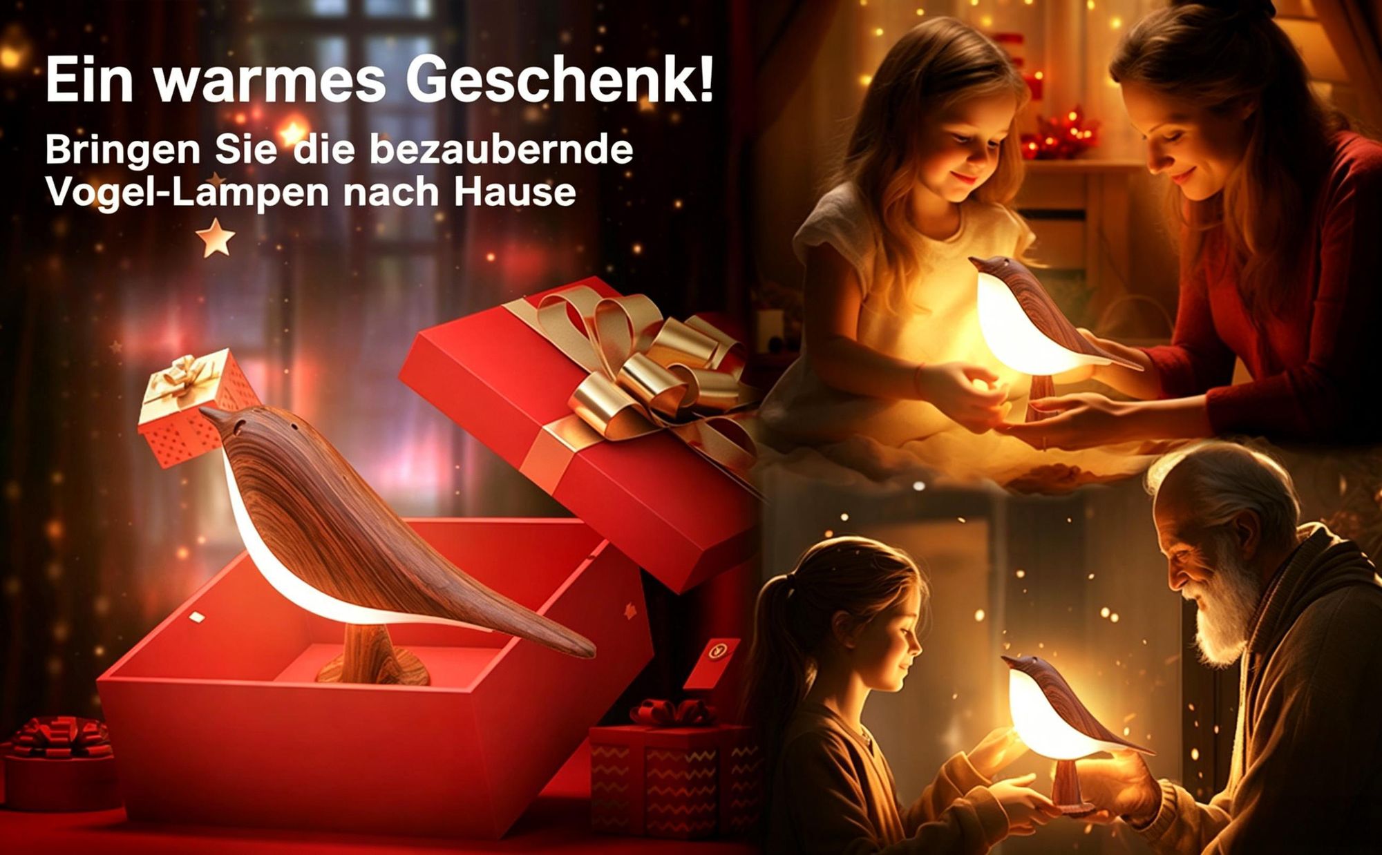 15cm Braun Vogel LED Nachtlicht, USB -Ladung Nachttischlampe Tragbare Nachtlicht, Aromatherapie Diffusor, Kabellos Berührung dimmbar, Campinglampen