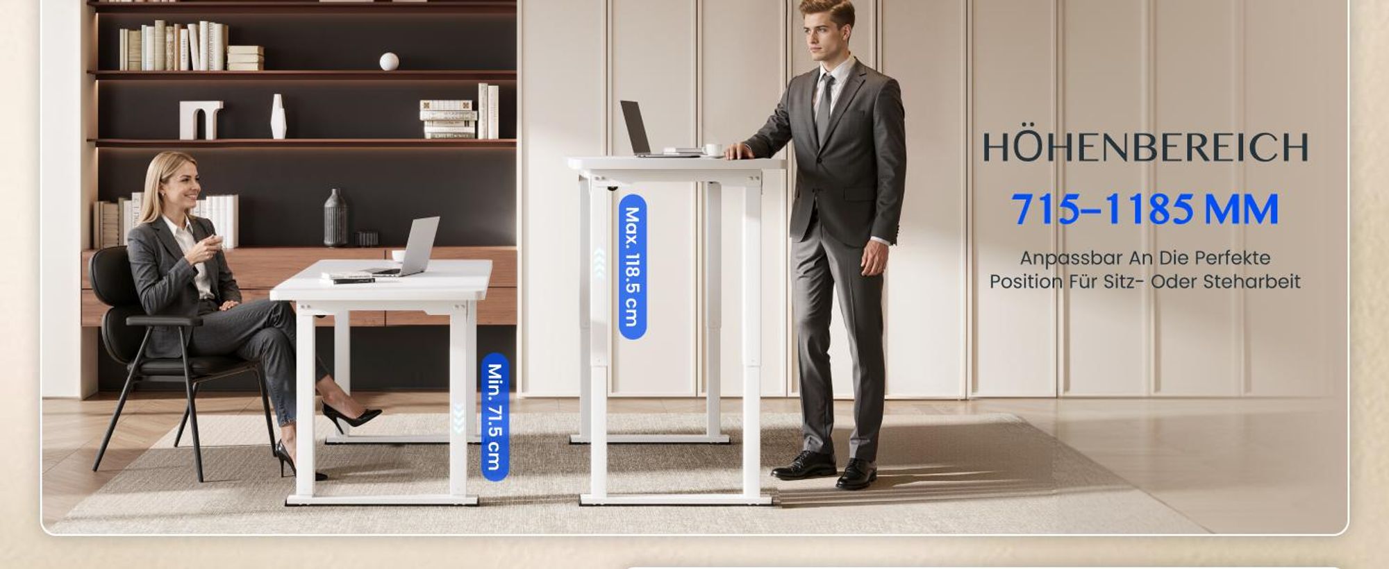 FLEXISPOT Höhenverstellbarer Schreibtisch Gestell elektrisch mit 4 Beinen, Dualmotor, 150KG Tragkraft, 4 Speicherplätzen für Büro und Zuhause, Weiß