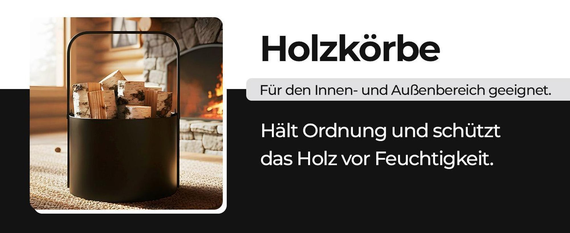 Holzkörbe, Kaminholzkorb aus Metall ⌀ 40 cm, Holzlager innen, Geschweißt - Sofort einsatzbereit, Pulverbeschichtet, Stabiler Holzständer