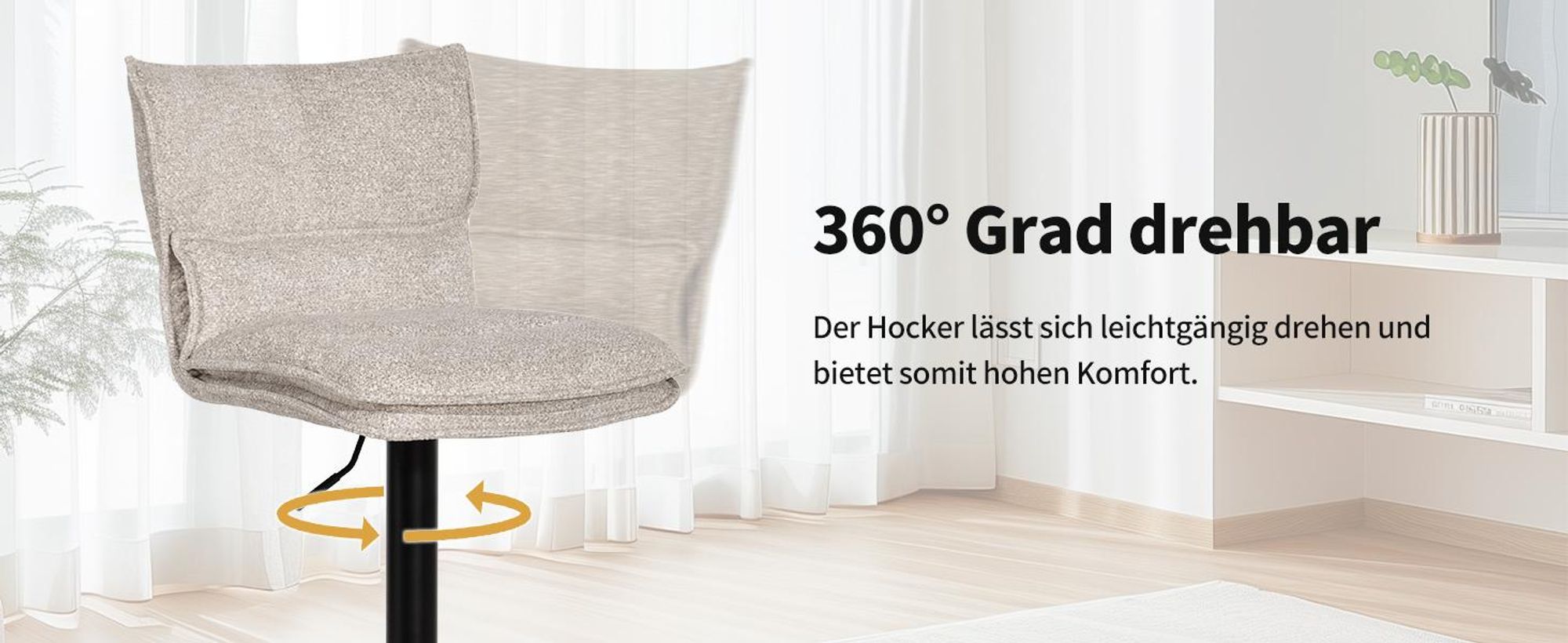 Duhome Barstuhl 2er Set Höhenverstellbar Barhocker Drehbar aus Bouclé Küchenhocker mit Fußstütze Polsterhocker für Bistro Bar Küche, Beige