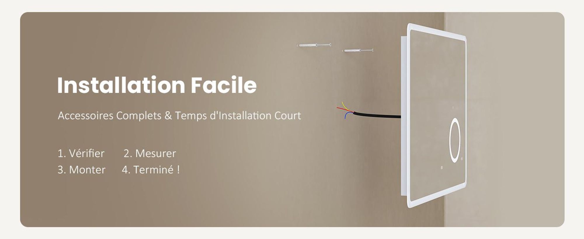 EMKE Miroir de salle de bain LED avec grossissement 3x Interrupteur tactile Lumière blanc froid 100X60cm