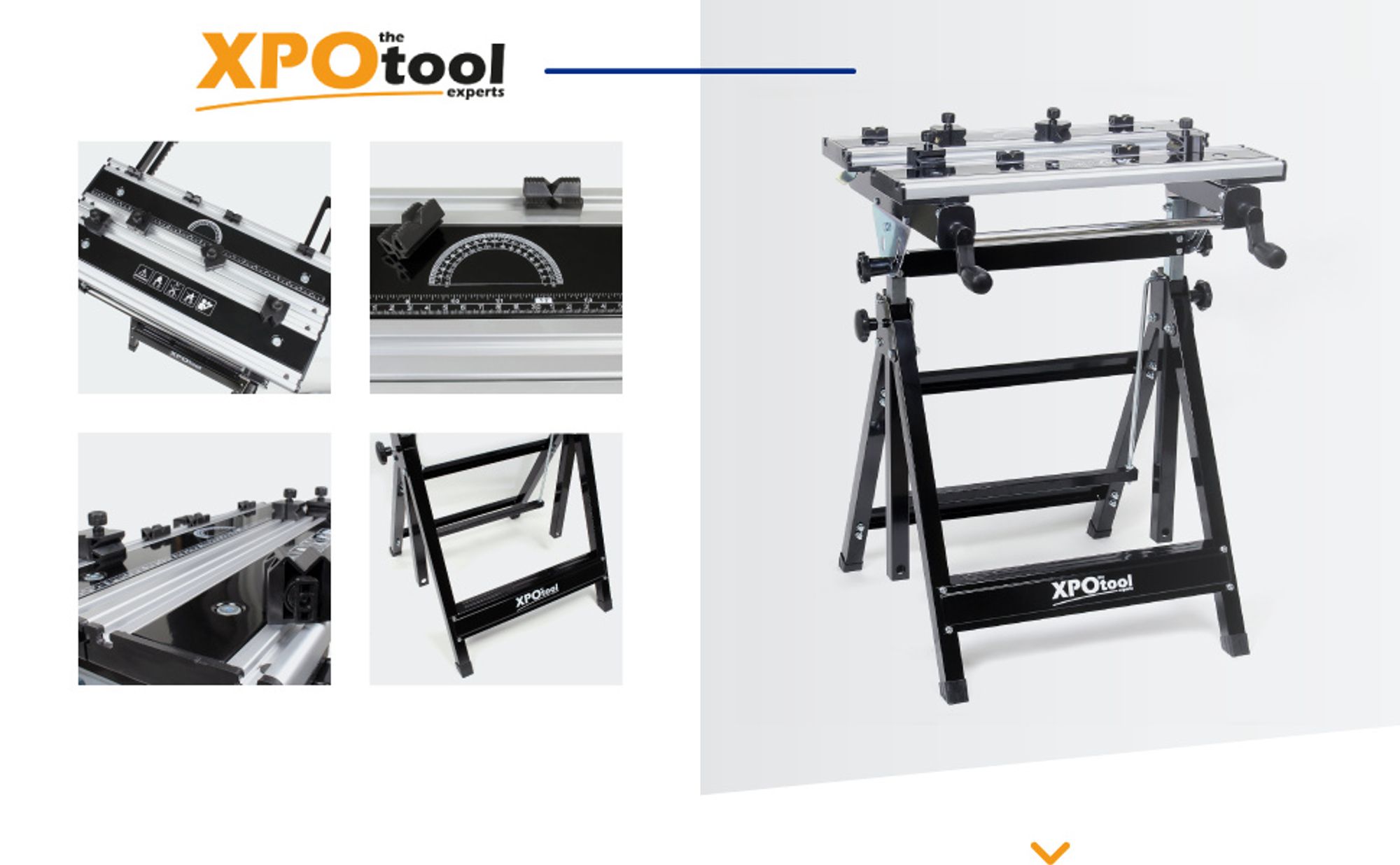 Wiltec Mobile Werkbank bis 100 kg Werktisch klappbar, Arbeitstisch höhenverstellbar 77 - 107 cm, Werkstatttisch mit einstellbarer Neigung