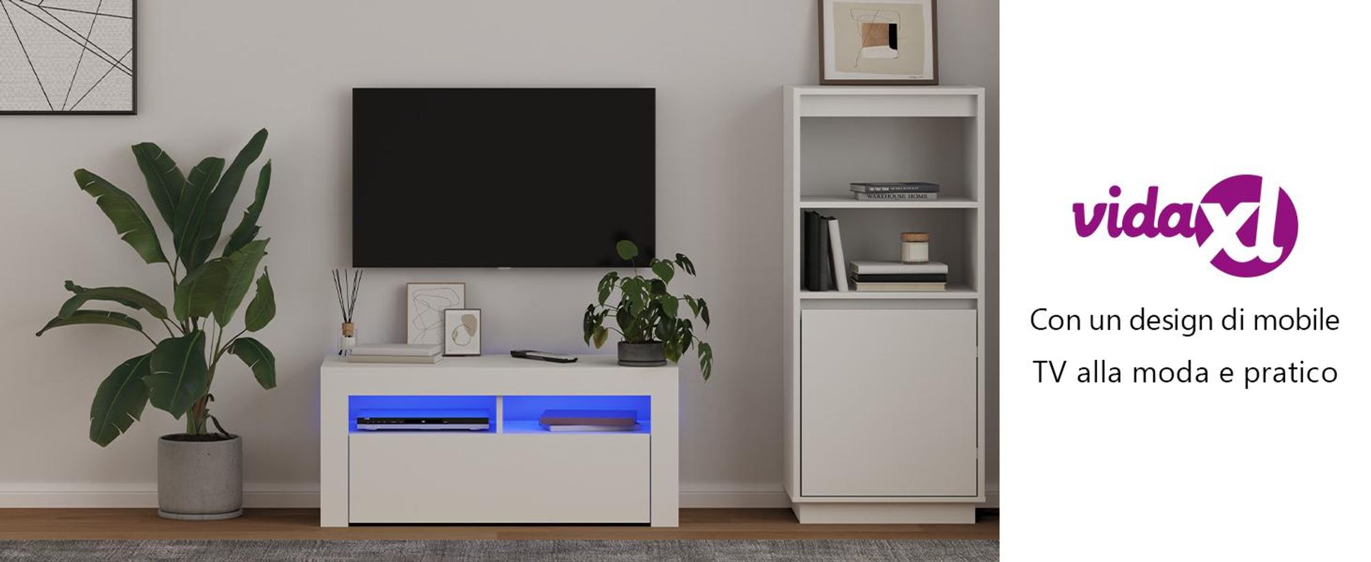 Mobile TV con luci LED bianco 90x35x40 cm