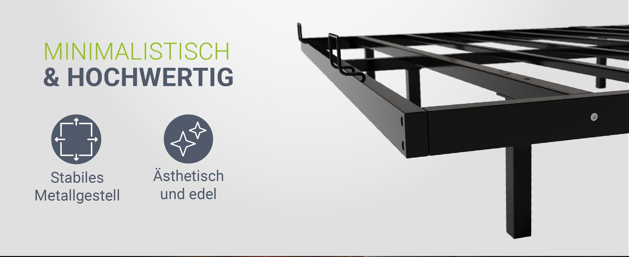 Juskys Metallbett Palamos 140x200 cm mit Lattenrost & LED - Schwebebett - Schwarz