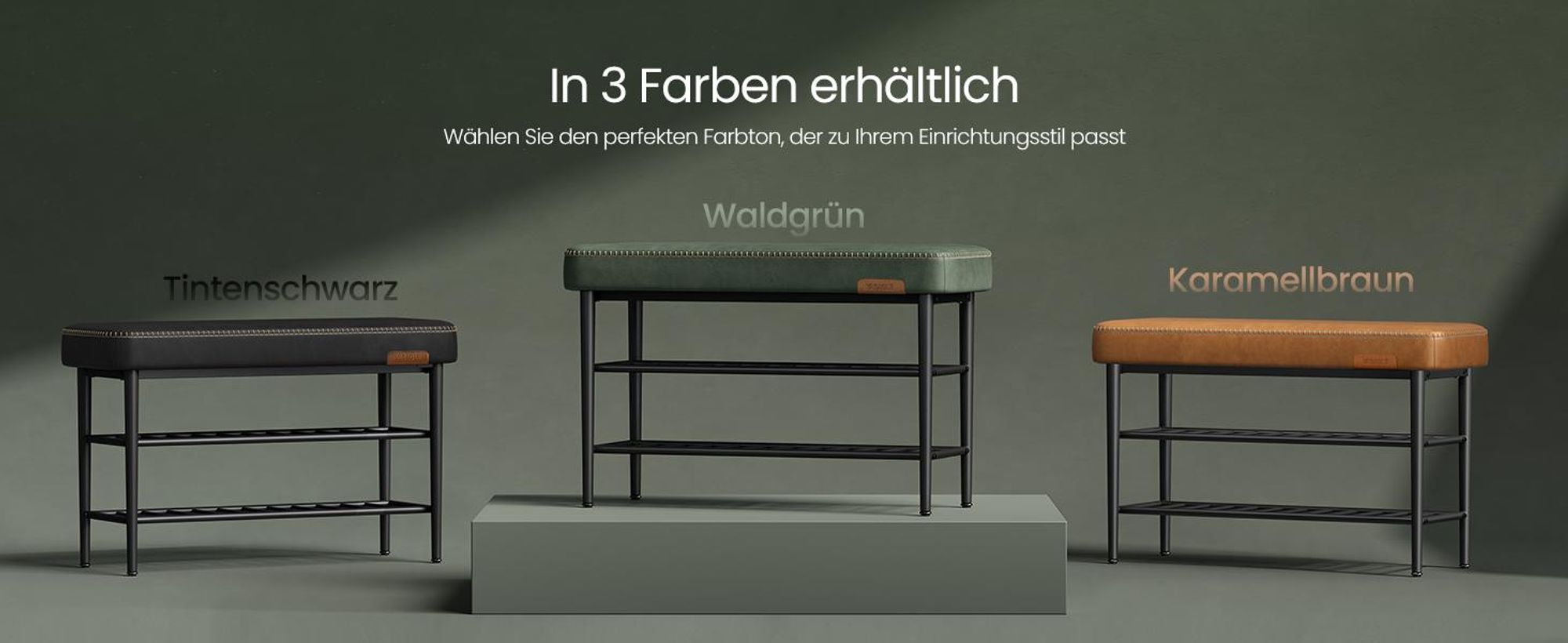 VASAGLE EKHO Kollektion - Schuhbank, Kunstleder, 30 x 80 x 50 cm, grün