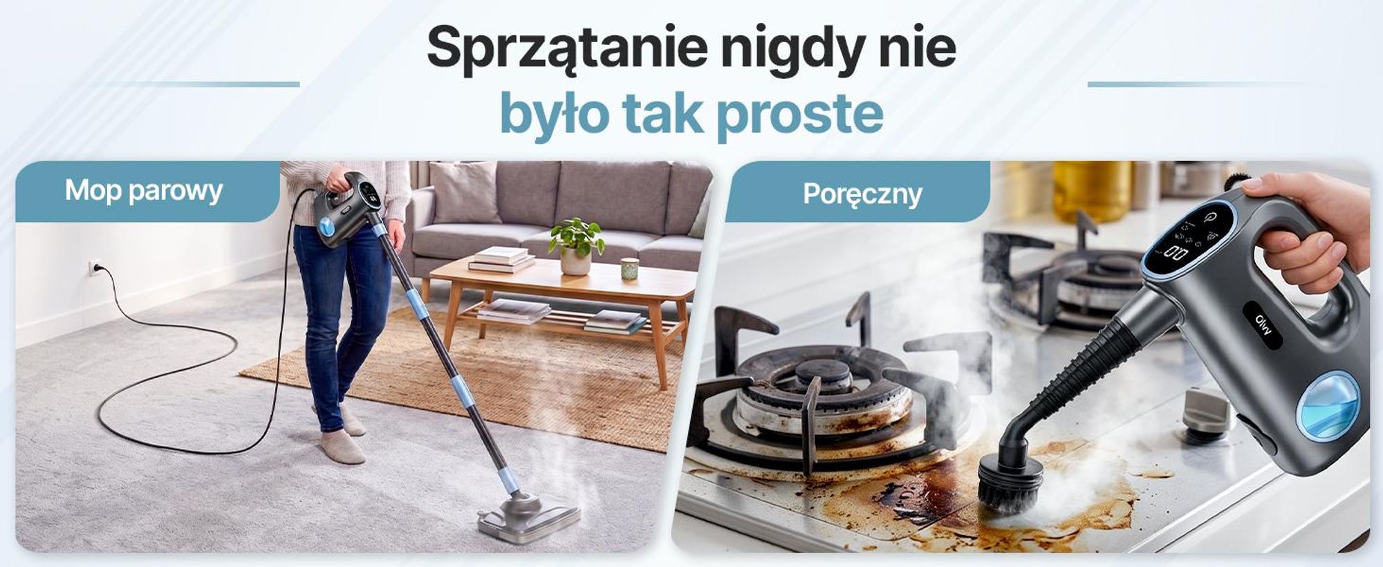 Odkurzacz parowy Olvy 14 w 1 z funkcją mycia i ekranem dotykowym – para o temperaturze 125°C – ręczny odkurzacz parowy do dywanów, sof i twardych podłóg – kabel o długości 5 m
