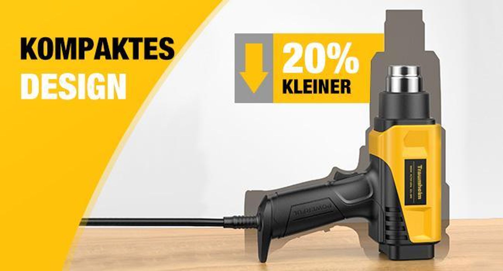 Heißluftpistole, LCD-Digitalanzeige, 50-650℃ temperaturregelbar, Luftstrom einstellbar, Überlastschutz, für Basteln, Schrumpfen, Lackentfernung