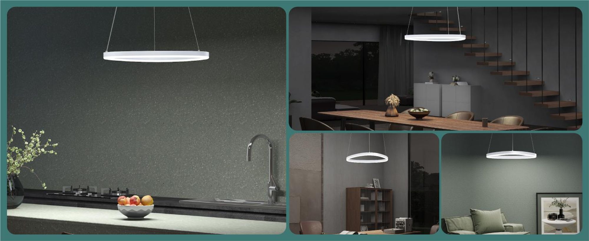 Mai & Mai Pendelleuchte 50cm LED Hängelampe Dynamisches Wellendesign 3000K/4000K/6000K Verstellbares Kabel 15W Schwarz Hängeleuchte Luvina06