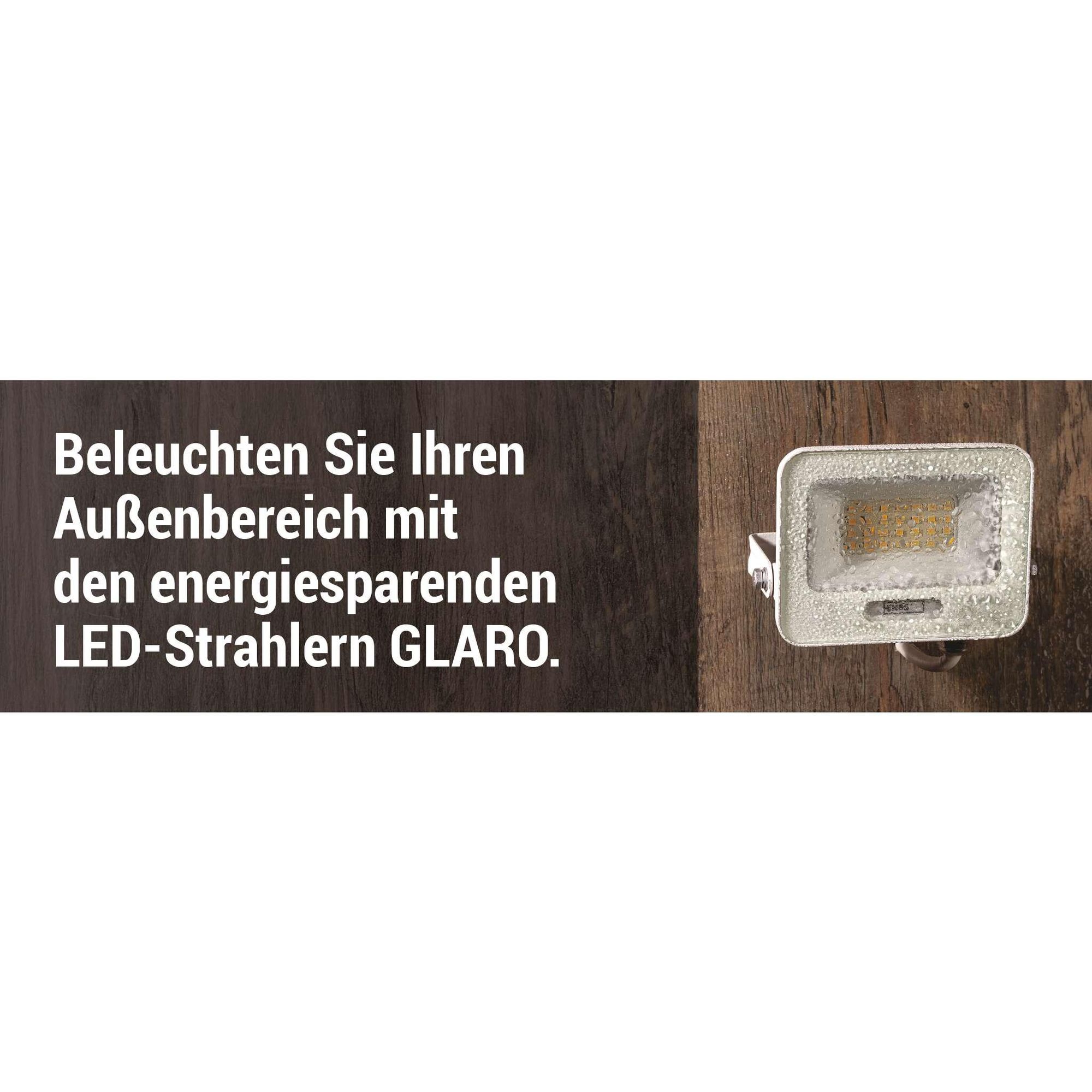 EMOS LED Aluminium-Strahler GLARO 20W, IP65 Wasserdicht für Feuchtraum/Außen, superhell 2000lm, Neutralweiß 4000K, 20cm Gummi-Kabel, Weiß, ZS2224W