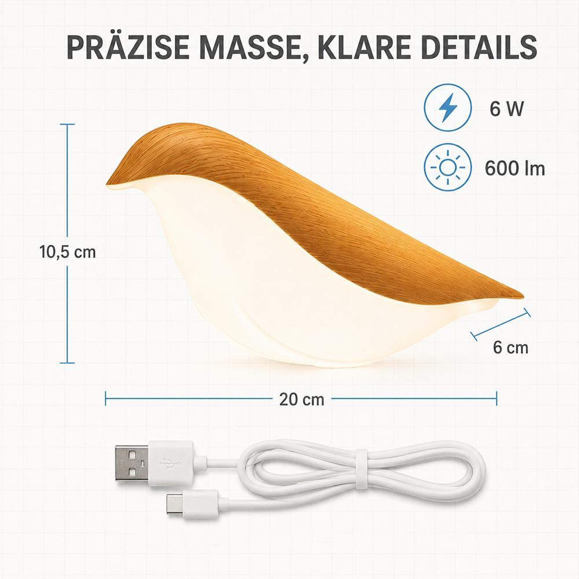 Nachtlicht USB Vogel Lampe kabellos Akku Nachttisch Lampe Touch Dimmbar Wippe Basis Abnehmbar Led Tischlampe für Schlafzimmer Balkon Geschenke Deko