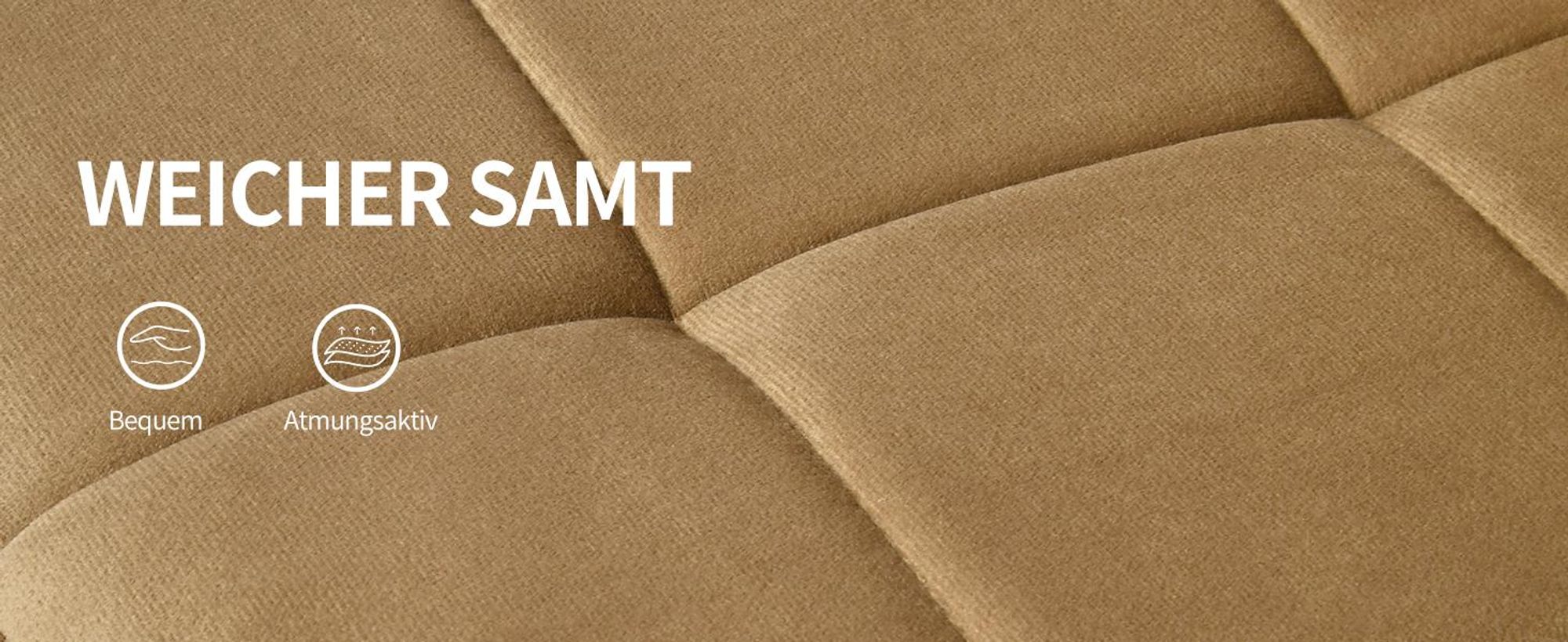 Duhome Esszimmerstühle 2er Set Küchenstuhl Wohnzimmerstuhl Polsterstuhl mit Metallbeine Samt Stuhl, Gelb