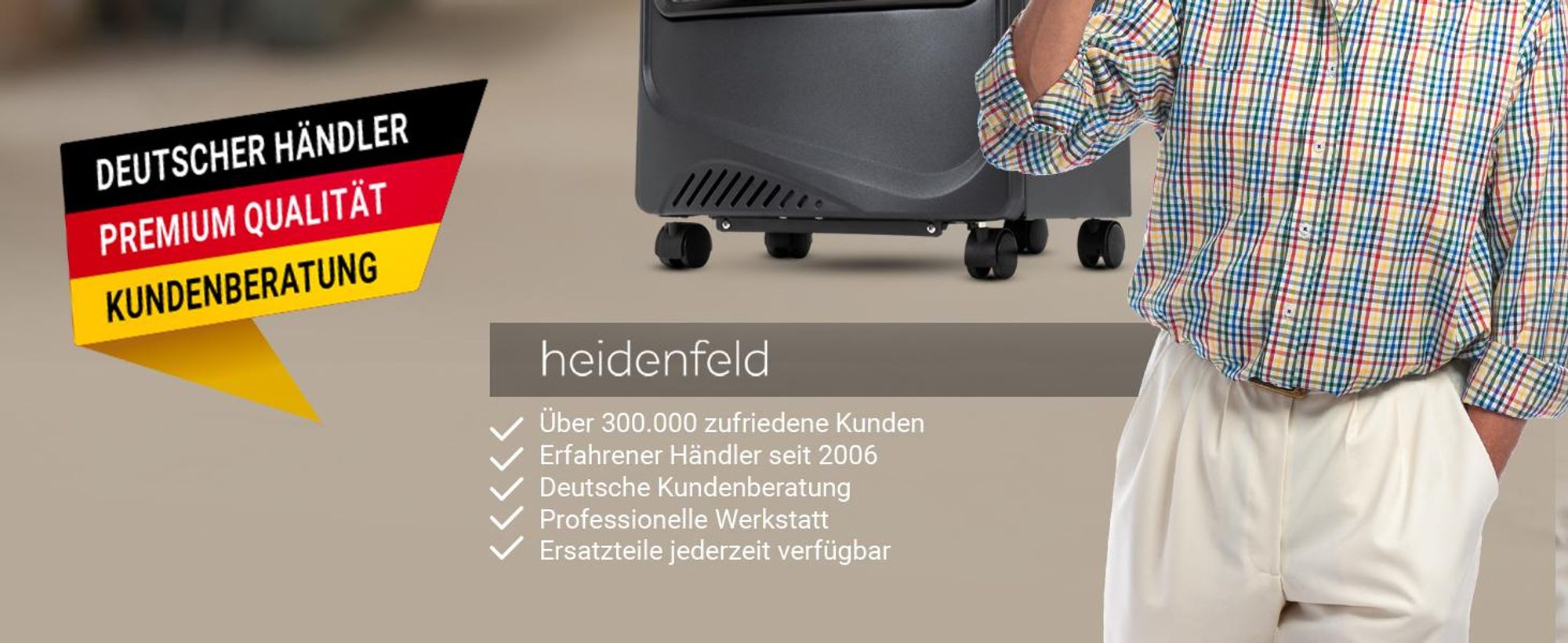 Heidenfeld Gasofen Inferno GH100 | 1400-4200 Watt - Heizstrahler - Transportrollen - 3 Heizstufen - Kippsensor - ODS-System - Piezo-Zündung