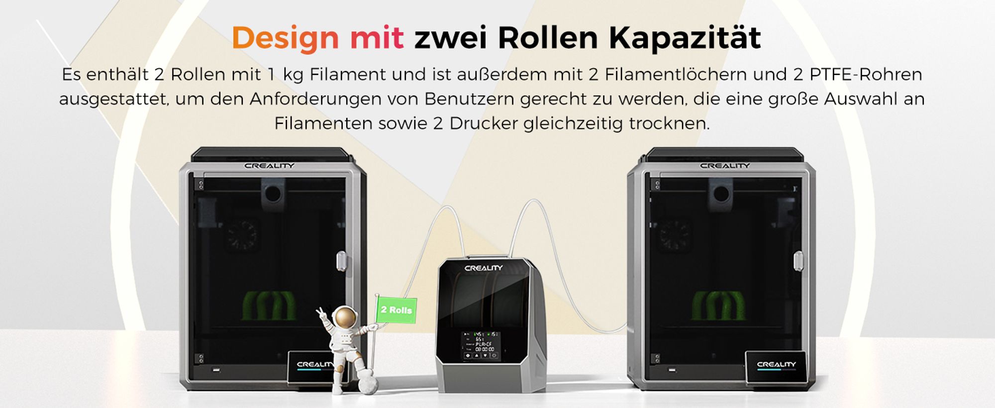 Creality Space Pi Plus Filamenttrockner – 2 Spulen 3D-Drucker-Filamenttrocknerbox mit eingebautem Ventilator, Filamententfeuchter für 1,75/2,85 mm