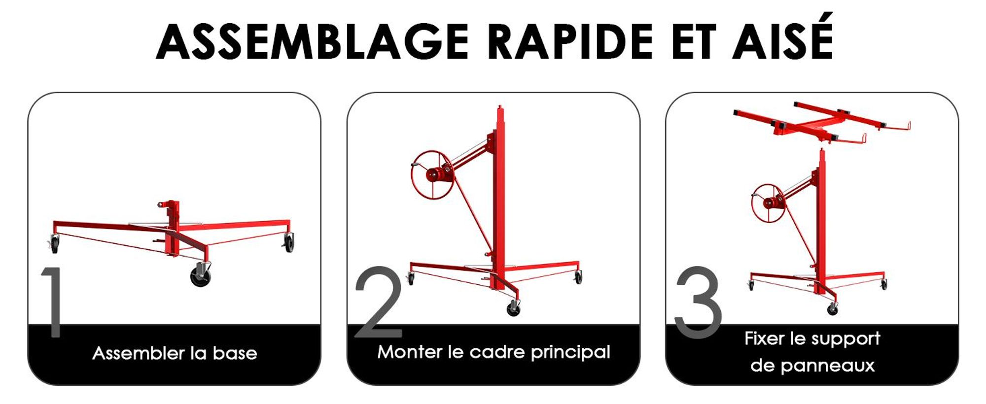 lève-plaques de plâtre XXL TEENO,Plateforme élévatrice inclinable,Aide de montage de panneaux en placoplâtre,capacité de charge max. 68 kg
