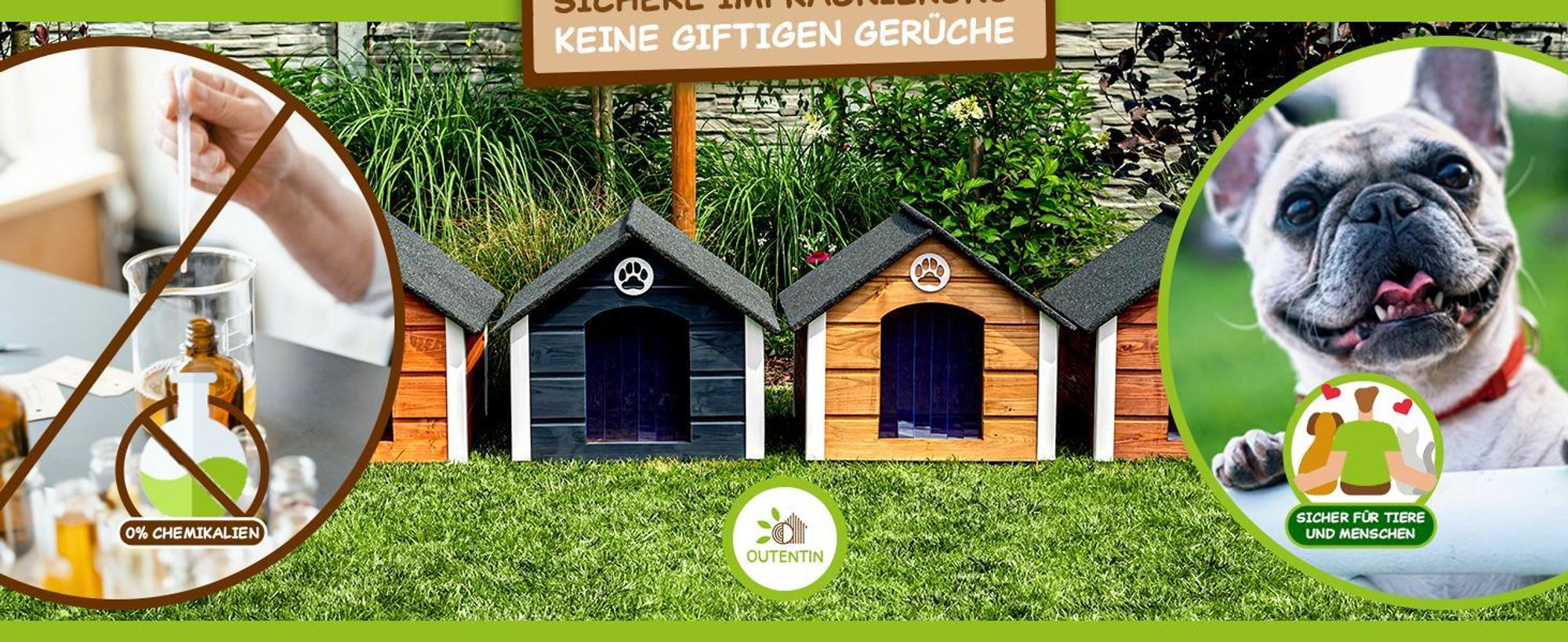 Outentin Hundehütte Outdoor Isoliert für Große Hunde – Winterfestes & Wetterfestes Hundehaus mit Schrägdach –Holz – 103x90x70 cm – Grau