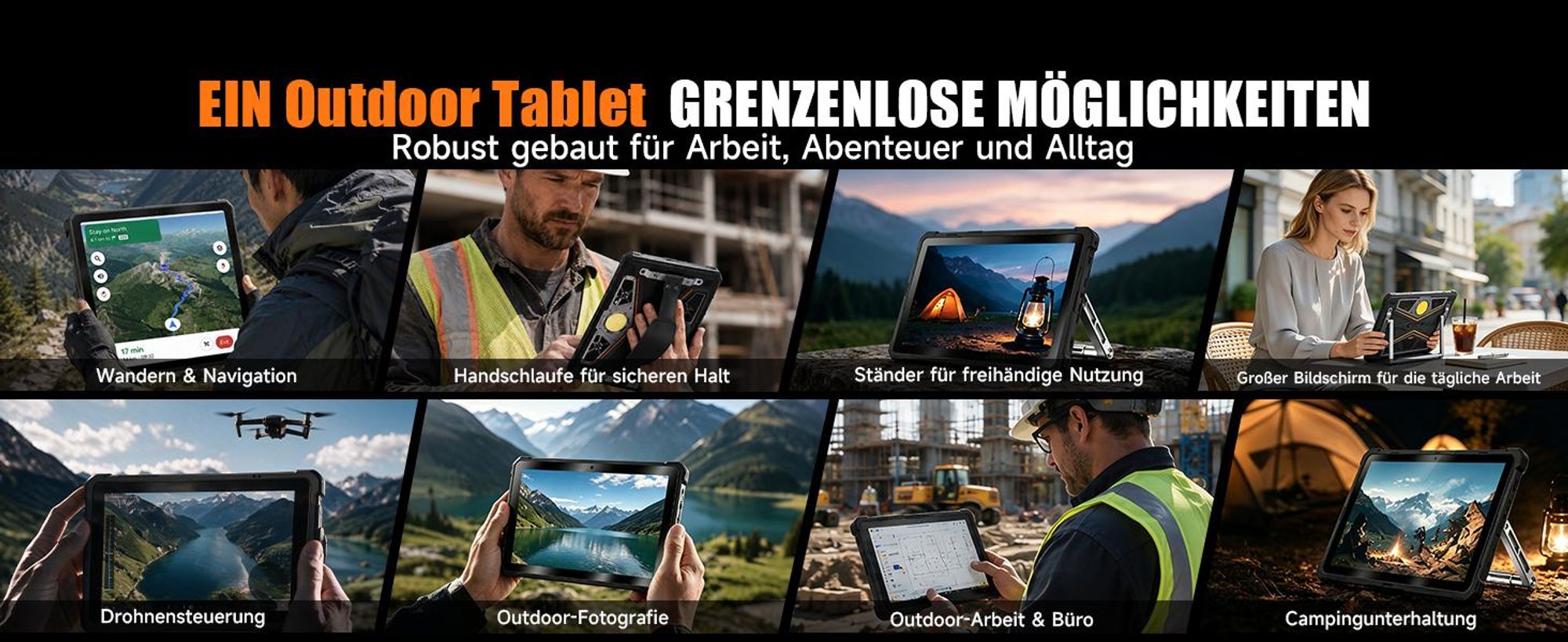 RUGTAKE T5 Pro Outdoor Tablet 5G Android 16 - 32GB+256GB - 20080mAh 11" 120Hz 2K 64MP+20MP Nachtsicht Rugged Tablet Gemini AI/Widevine L1, Orange