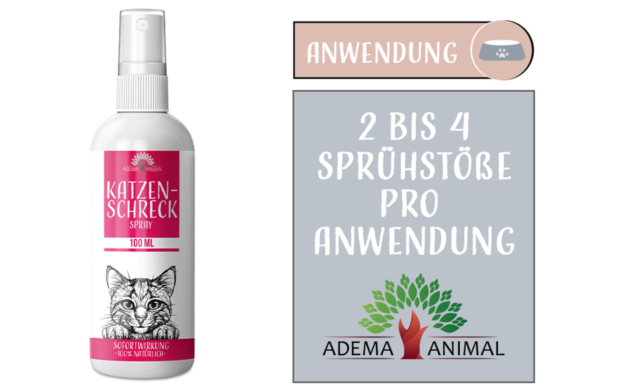 Adema Animal® Katzenschreck Spray – für Innen + Außen – Katzenvertreiber – Abwеhrspray – Erziehungsspray – Anti Katzen – Fernhaltespray Katzenschreck