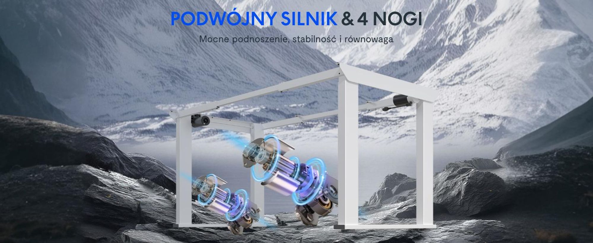 FLEXISPOT – elektrycznie regulowana podstawa biurka z 4 nogami, podwójny silnik, nośność 200 kg, 3 pozycje zapamiętane, funkcja przypomnienia o zmianie pozycji, kolor biały