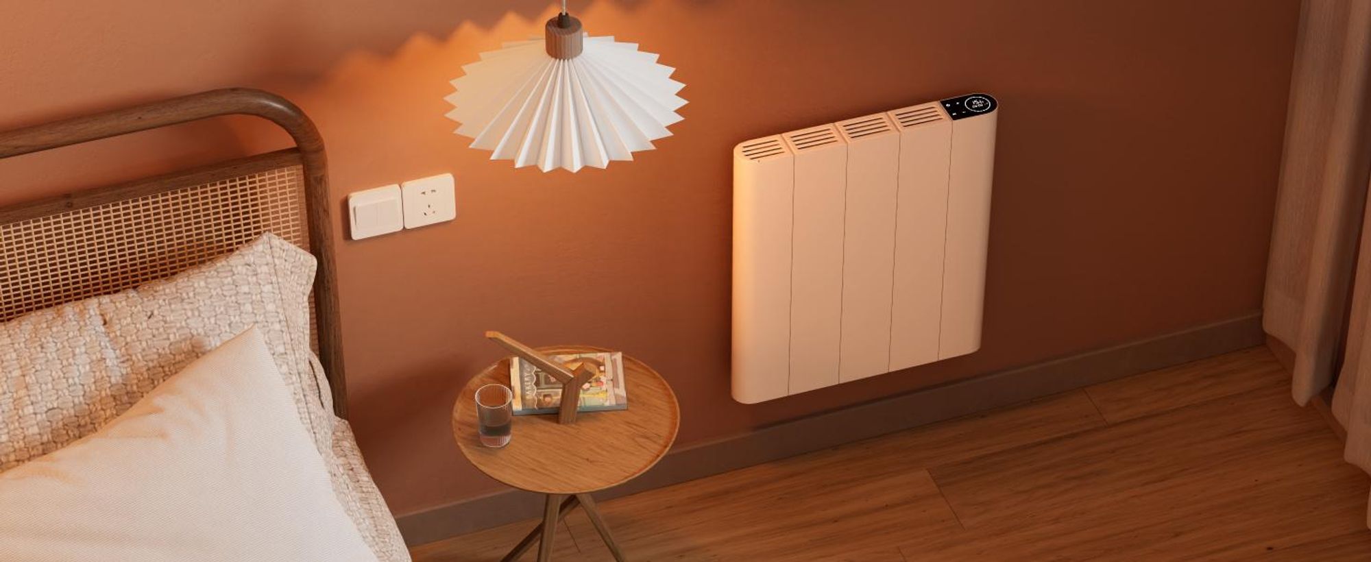 EMKE® Elektroheizung 700W Elektro Konvektor 453x500x60mm mit WIFI und Alexa-Sprachsteuerung, Standgerät & Wandmontage Elektroheizkörper ohne Heizstab
