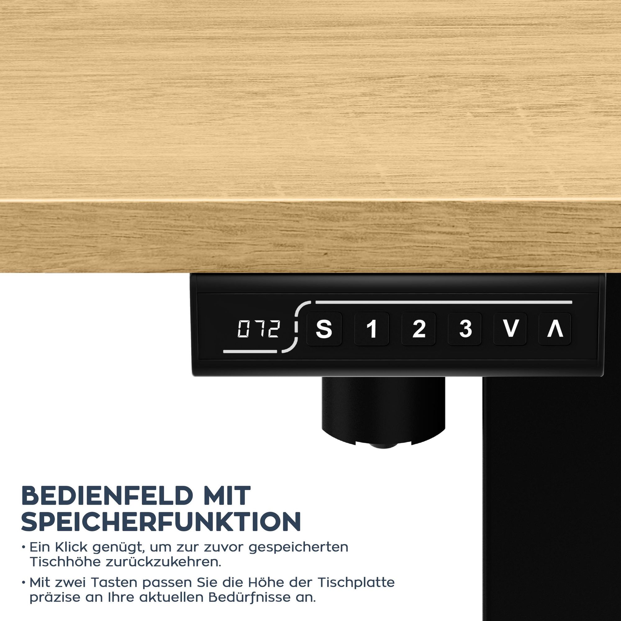 MARK ADLER Leader 7.0 | Höhenverstellbarer Schreibtisch Elektrisch Bürotisch Stehtisch | 120x60 cm | 3 Memory-Steuerung | Memoboard | Schwarz Eiche