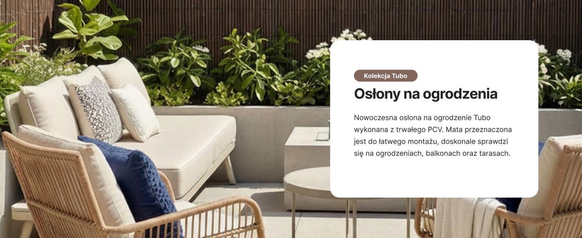 Osłona na Balkon Taras Tubo Marrone Mazovia Całoroczna, Odporna UV Mata na Ogrodzenie Brązowa PCV 100x300 cm