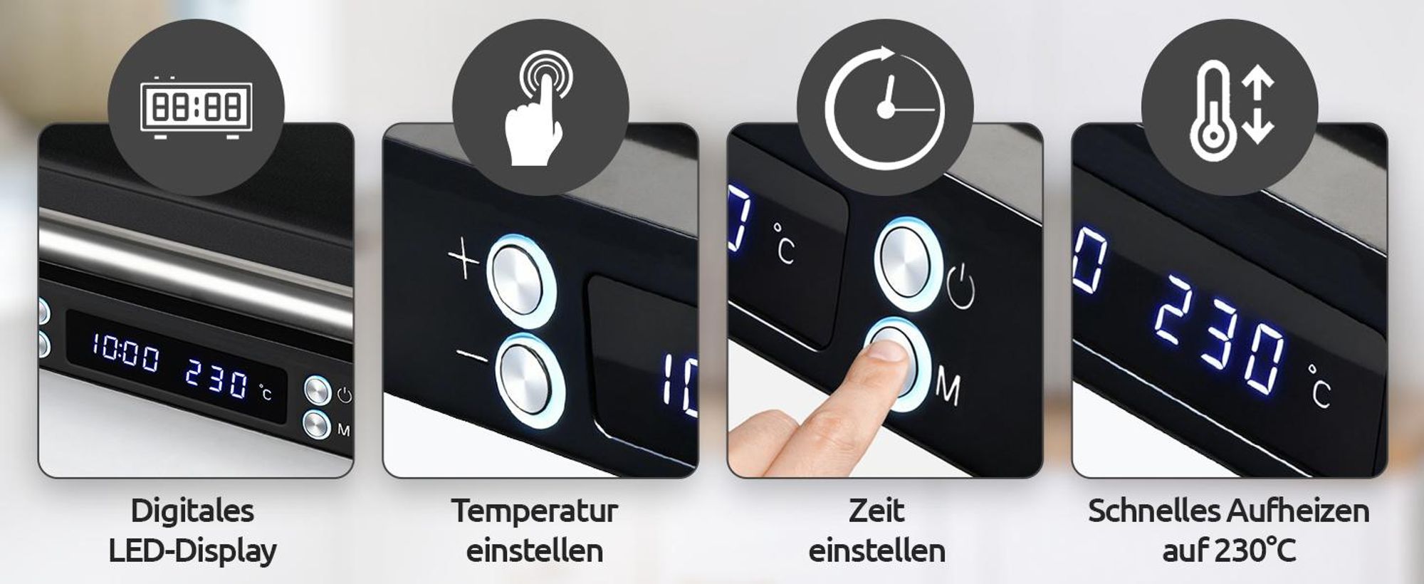 Olvy Kontaktgrill XXL 2000W – Sandwichmaker für 4 Sandwiches, Paninimaker mit 7 Programmen, Tischgrill mit Display, PFAS-frei, bis 230° einstellbar