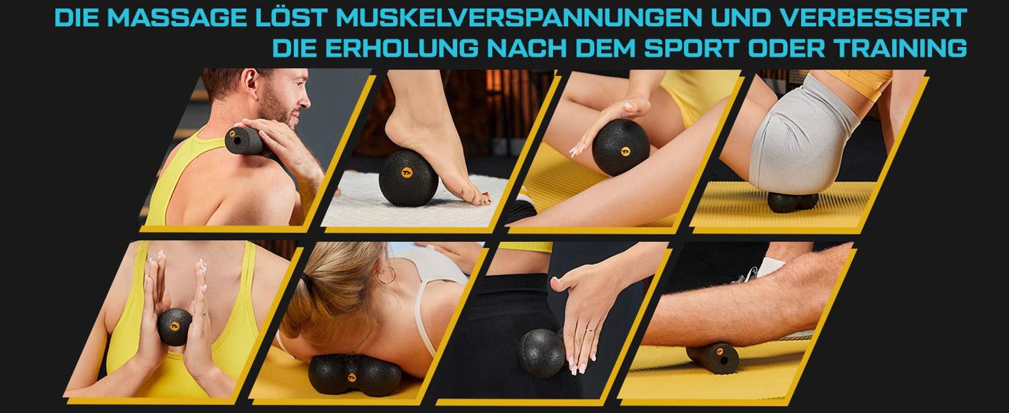 TREX SPORT Mini Faszienrolle Massageball 4er Set TX-025EPS |EPP Massagerolle, Massagebälle | Triggerpunkt, Rückenmassage, Selbstmassage, Tragetasche