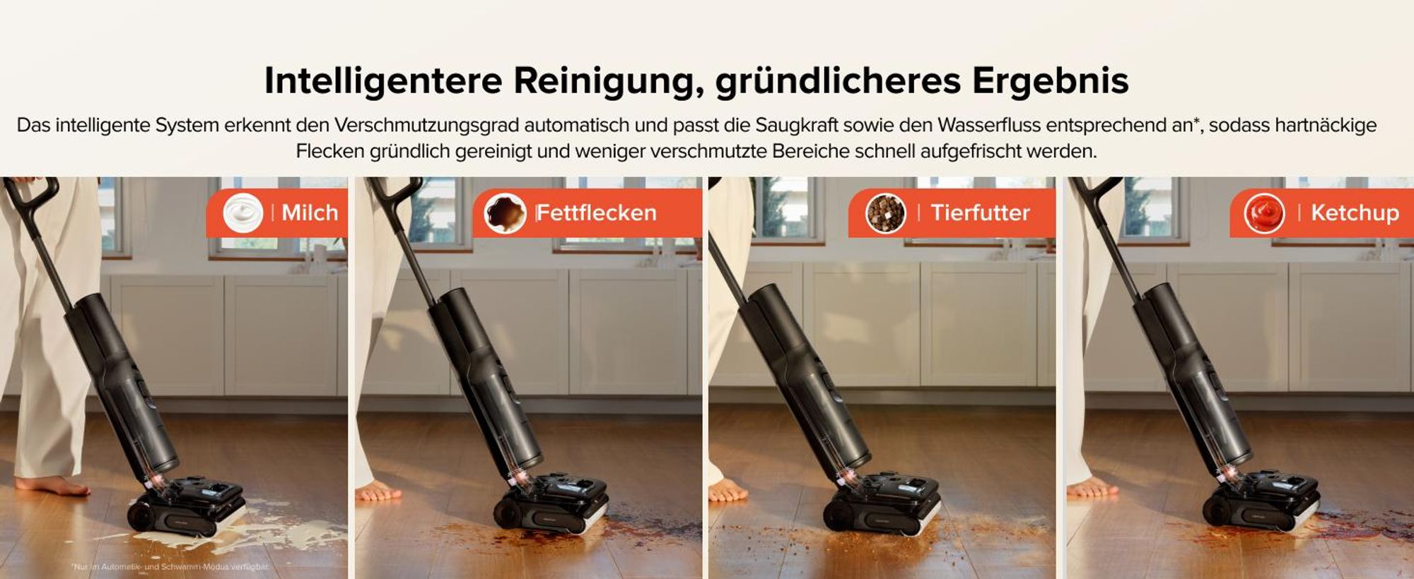 Roborock F25 ACE Pro Nass Trockensauger, 25000Pa, JetFoaming gegen Flecken, Anti-Haar-Verwicklung, 180° Flach-Design, Heißwasser-Selbstreinigung